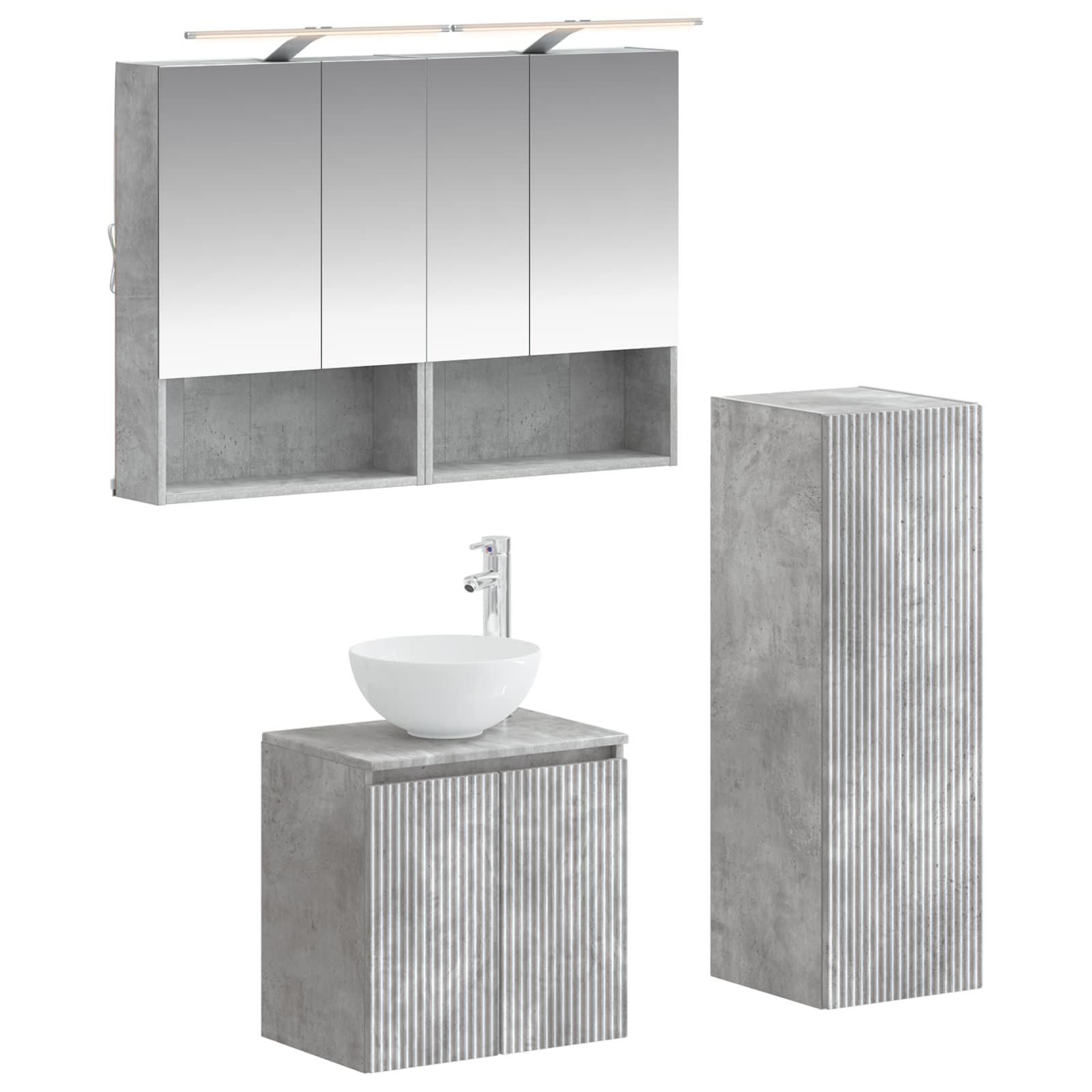 vidaXL Badkamermeubelset 4 pcs Wit Bewerkt hout en glas