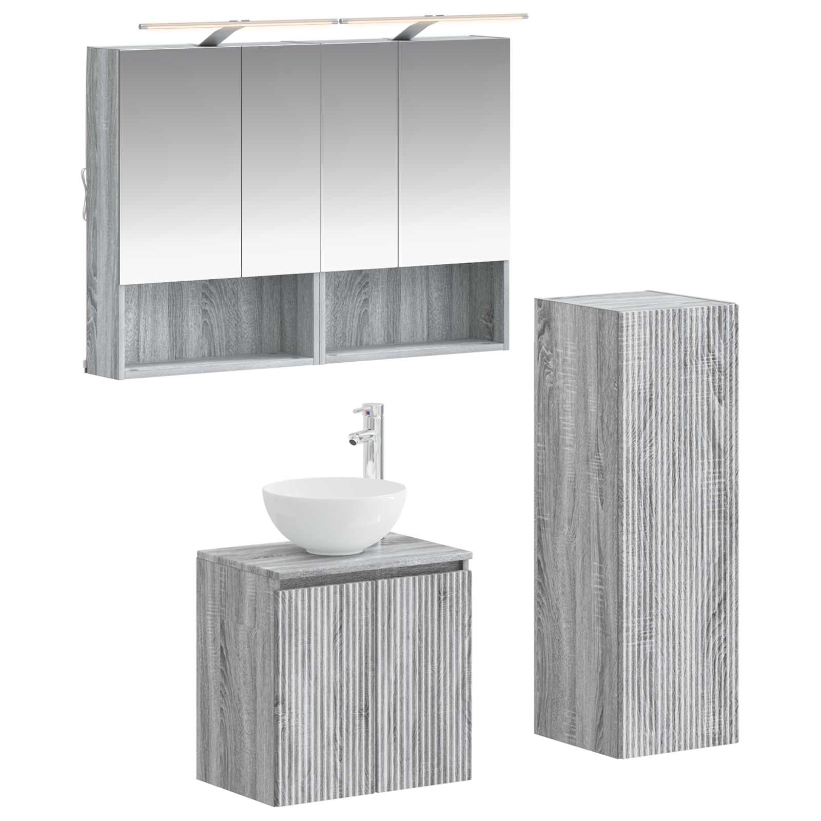 vidaXL Badkamermeubelset 4 pcs Wit Bewerkt hout en glas