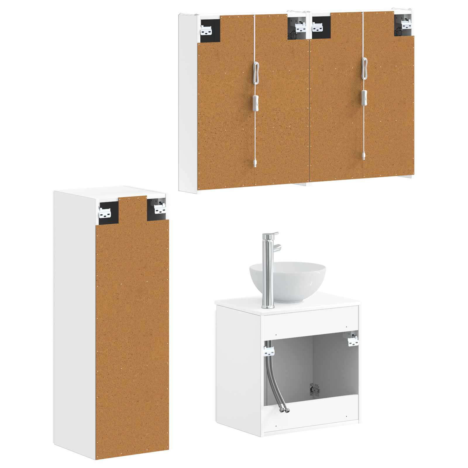 vidaXL Badkamermeubelset 4 pcs Wit Bewerkt hout en glas