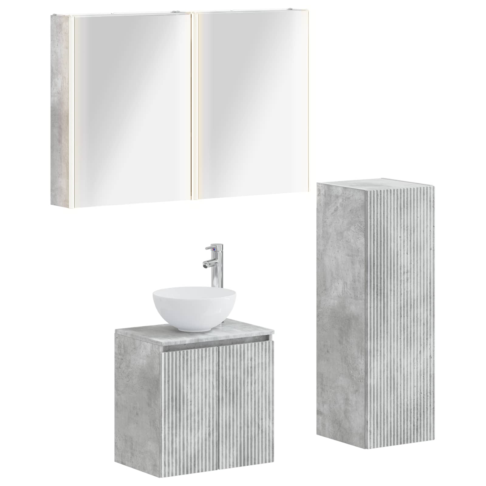 vidaXL Badkamermeubelset 4 pcs Wit Bewerkt hout en glas