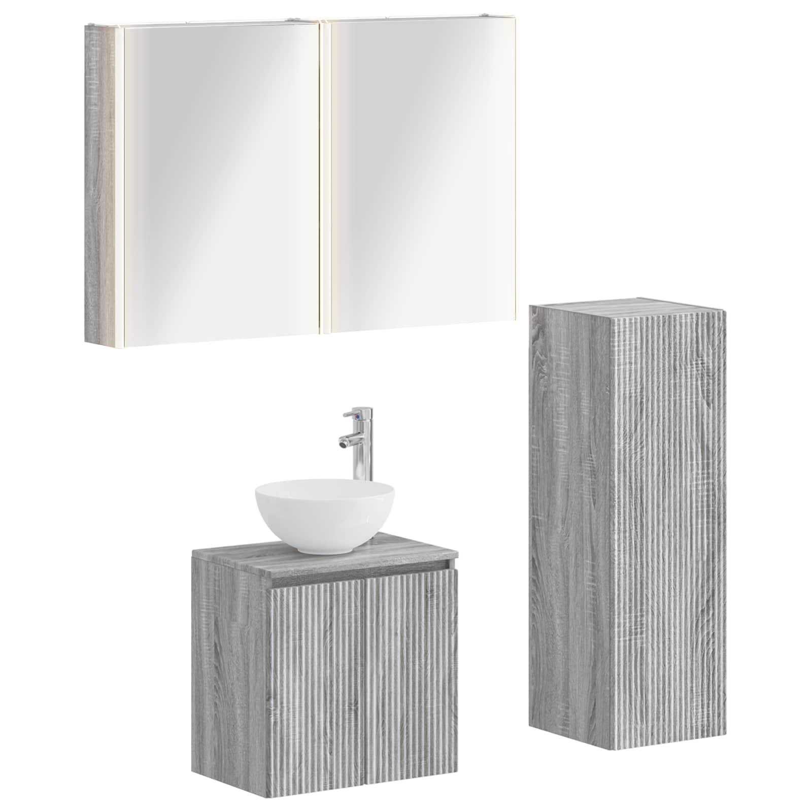 vidaXL Badkamermeubelset 4 pcs Wit Bewerkt hout en glas