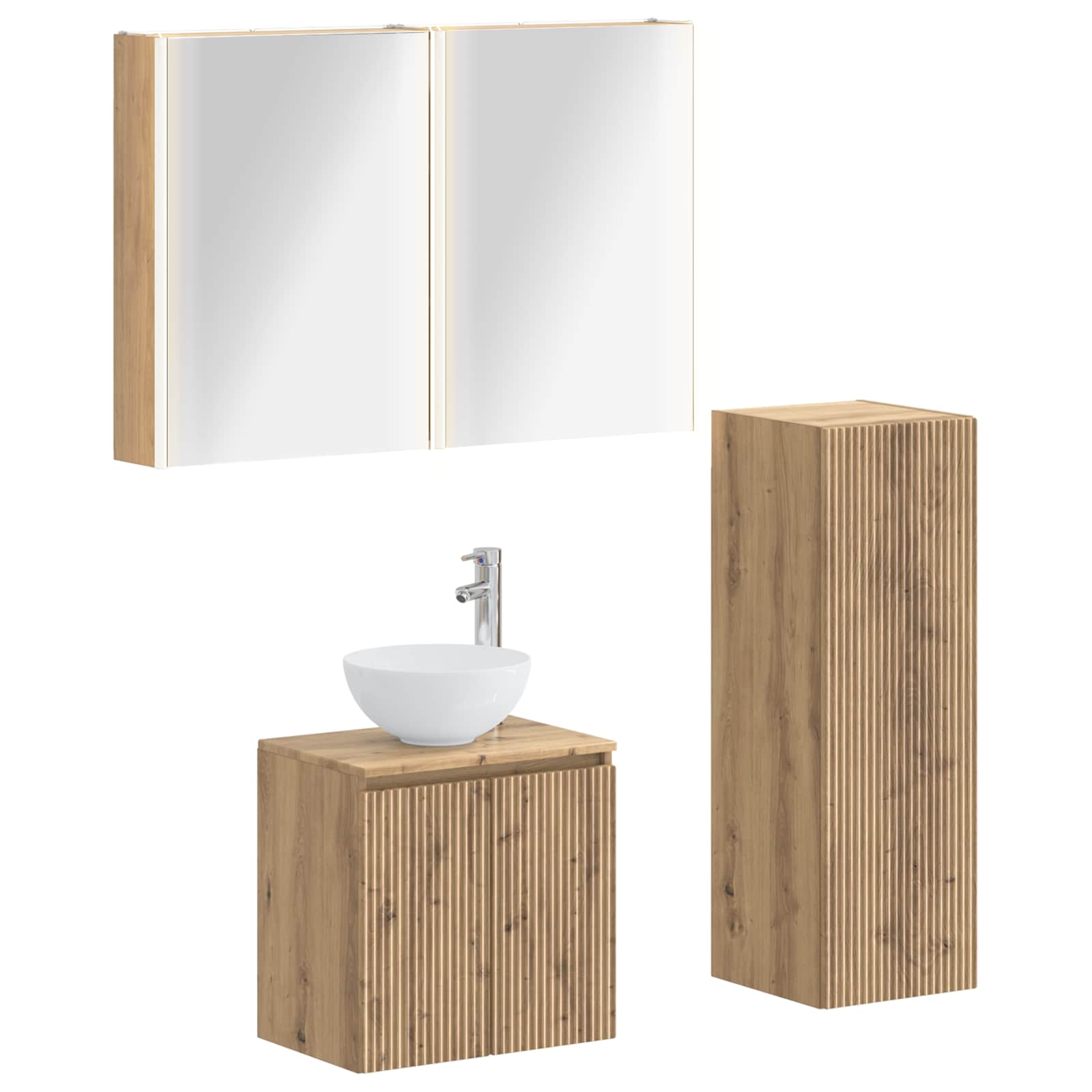 vidaXL Badkamermeubelset 4 pcs Wit Bewerkt hout en glas