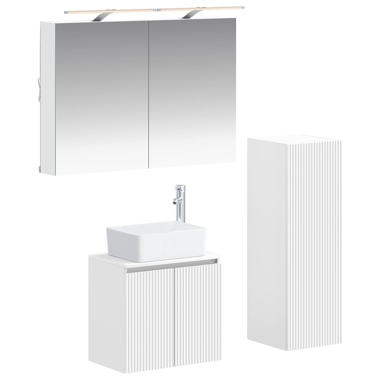 vidaXL Badkamermeubelset 4 pcs Wit Bewerkt hout en glas