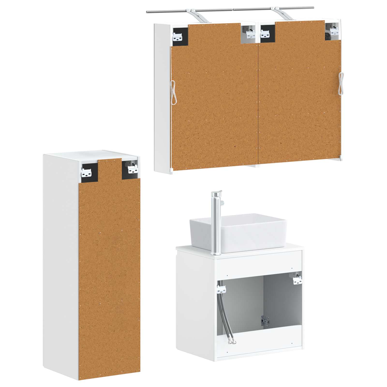 vidaXL Badkamermeubelset 4 pcs Wit Bewerkt hout en glas