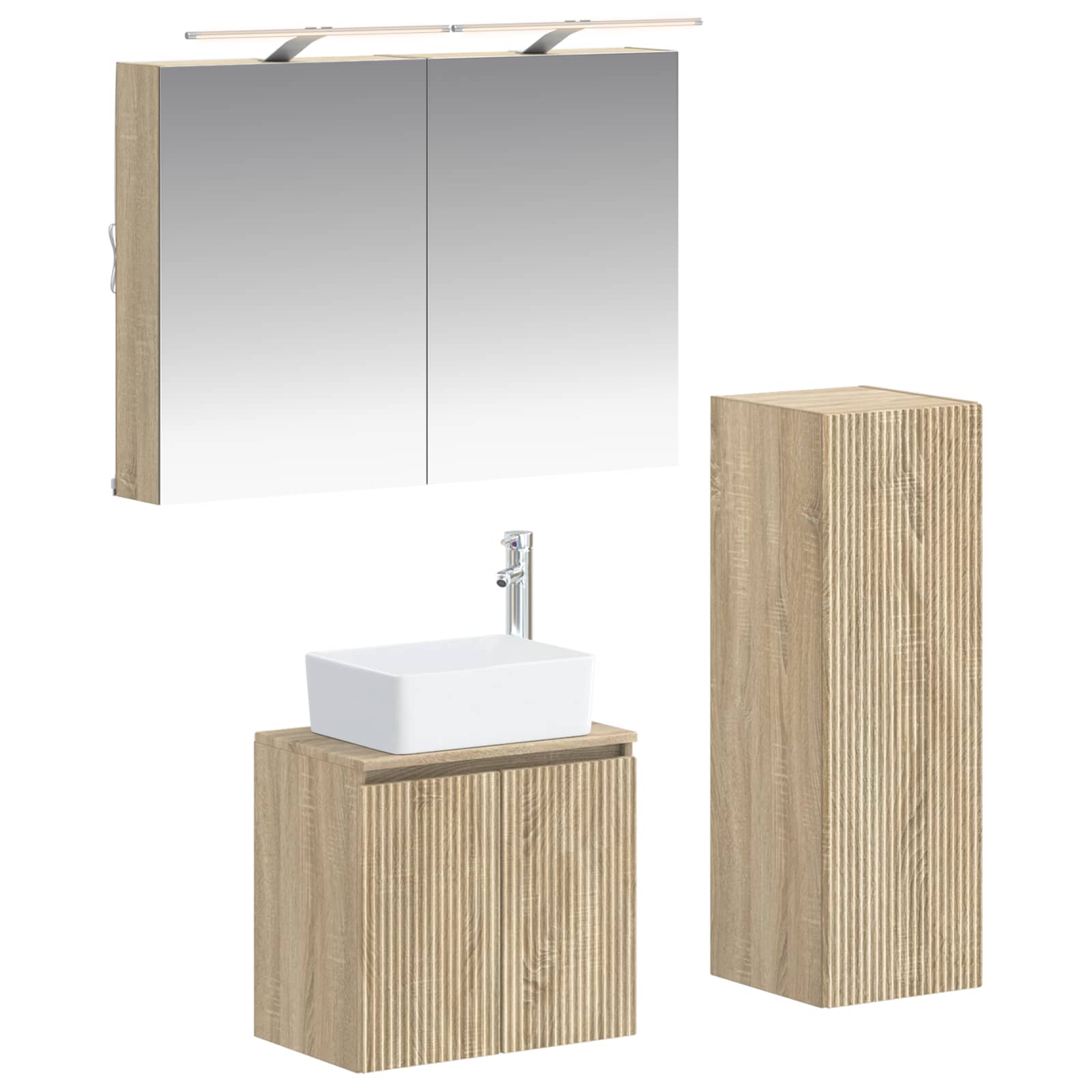 vidaXL Badkamermeubelset 4 pcs Wit Bewerkt hout en glas