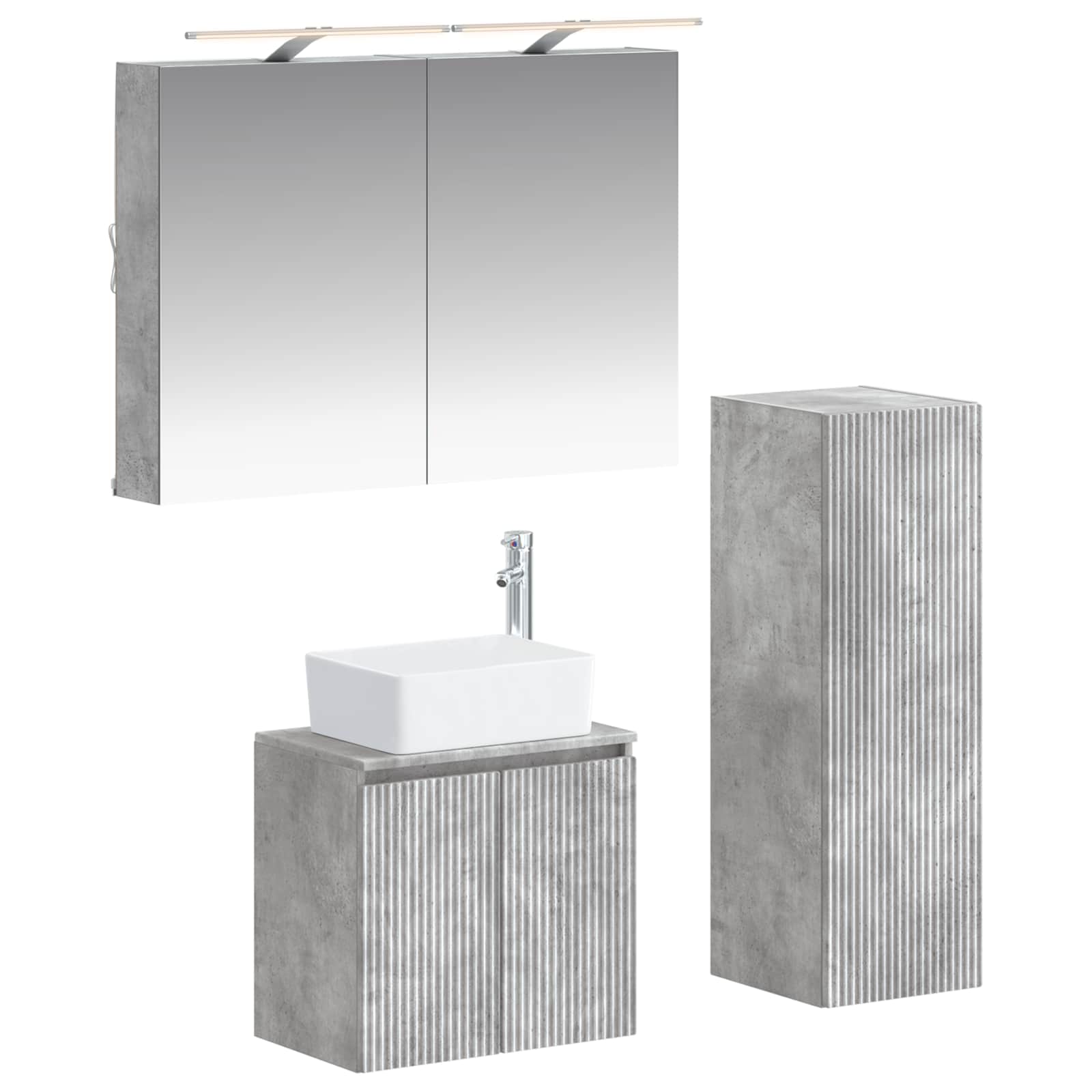 vidaXL Badkamermeubelset 4 pcs Wit Bewerkt hout en glas