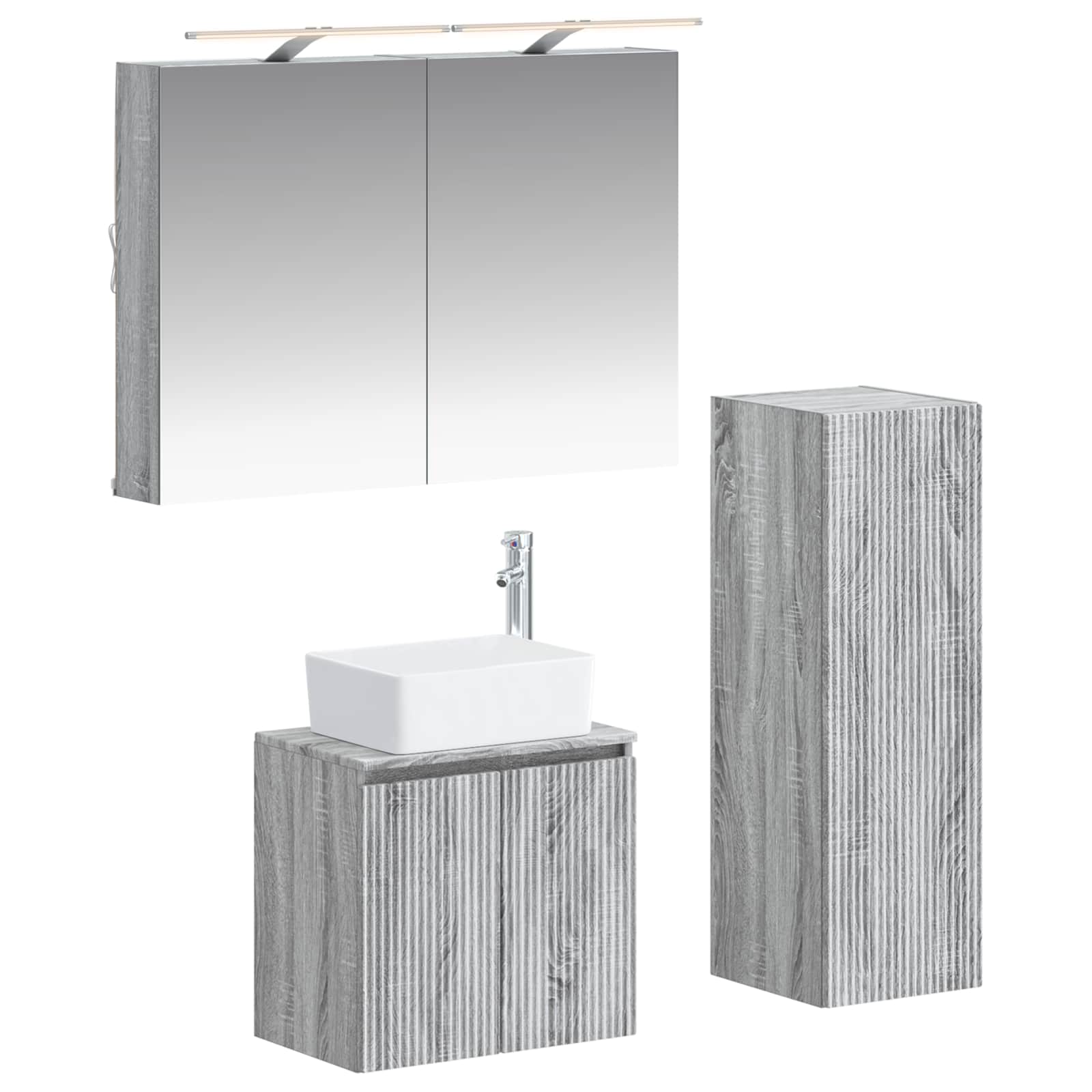 vidaXL Badkamermeubelset 4 pcs Wit Bewerkt hout en glas