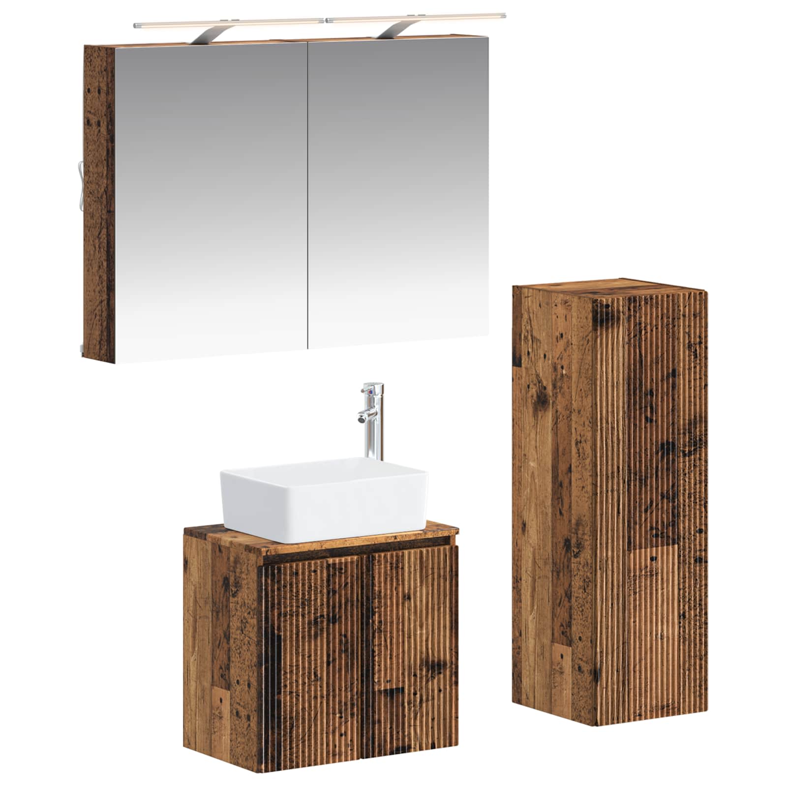 vidaXL Badkamermeubelset 4 pcs Wit Bewerkt hout en glas