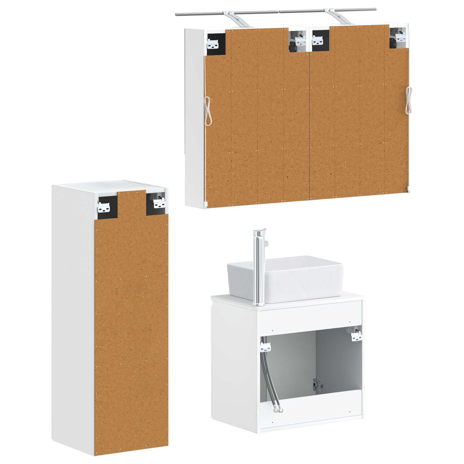vidaXL Badkamermeubelset 4 pcs Wit Bewerkt hout en glas