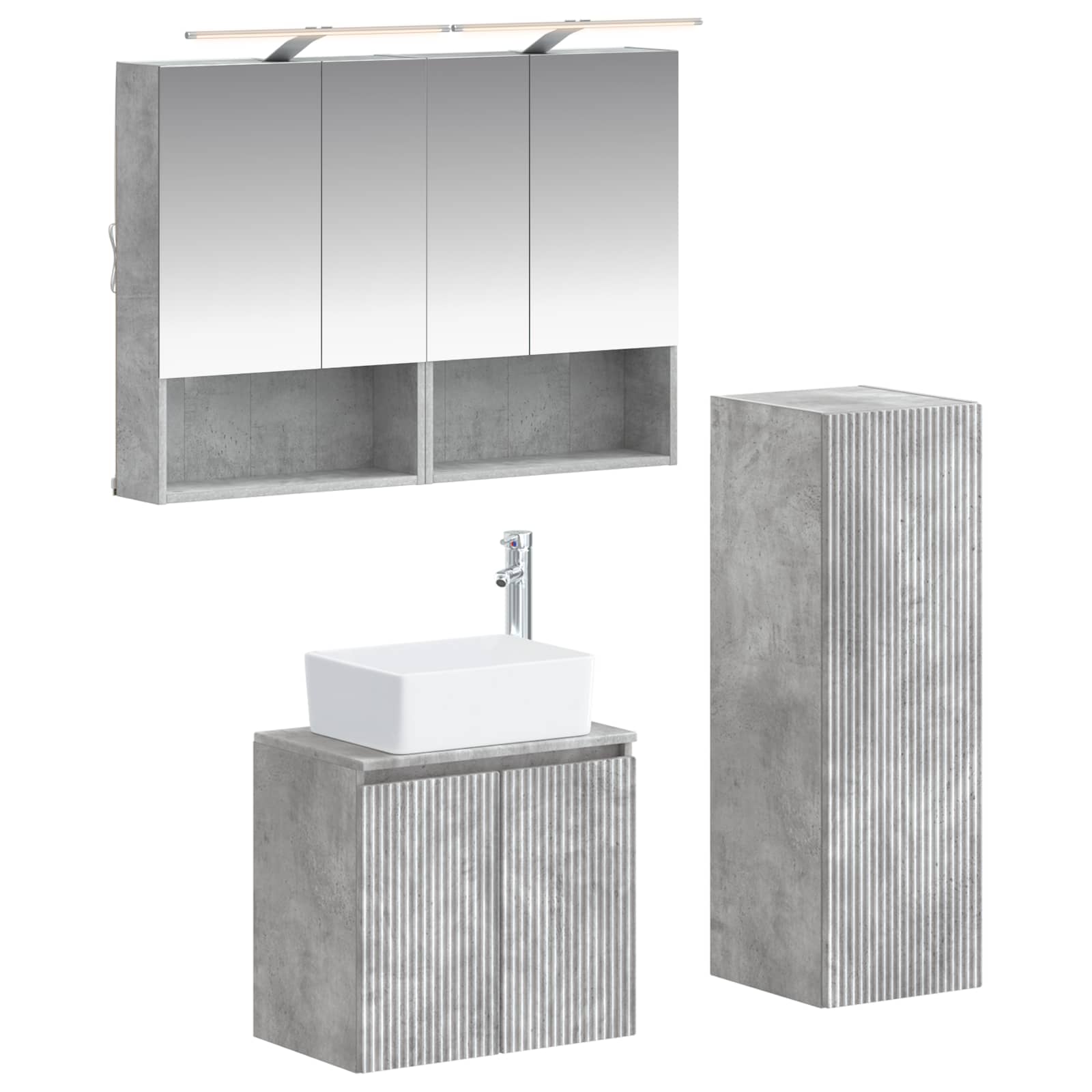 vidaXL Badkamermeubelset 4 pcs Wit Bewerkt hout en glas