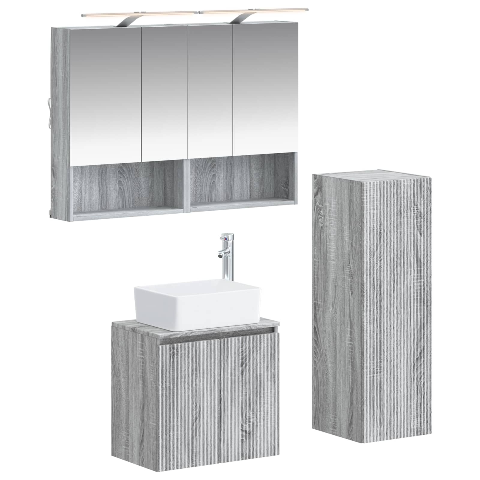 vidaXL Badkamermeubelset 4 pcs Wit Bewerkt hout en glas