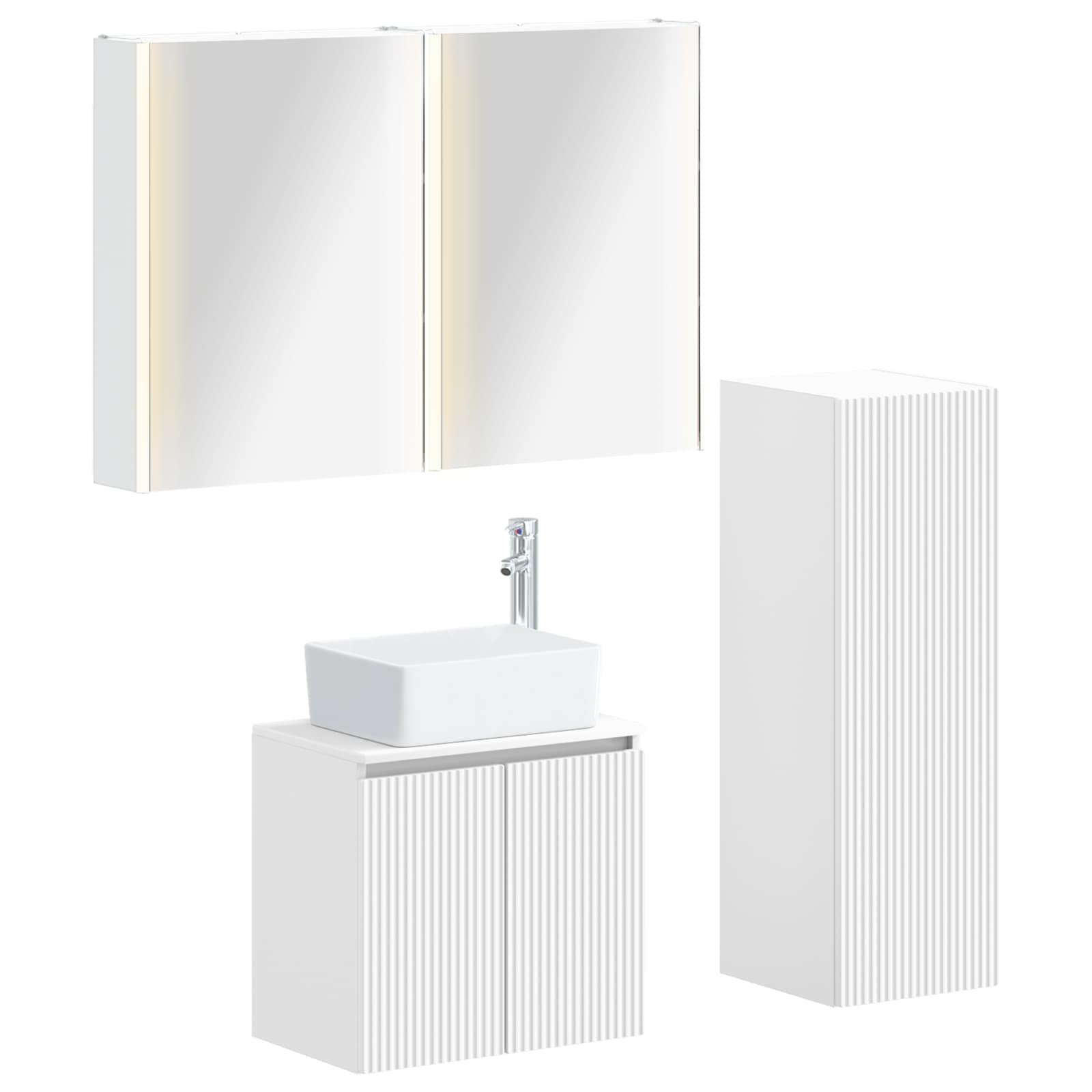 vidaXL Badkamermeubelset 4 pcs Wit Bewerkt hout en glas