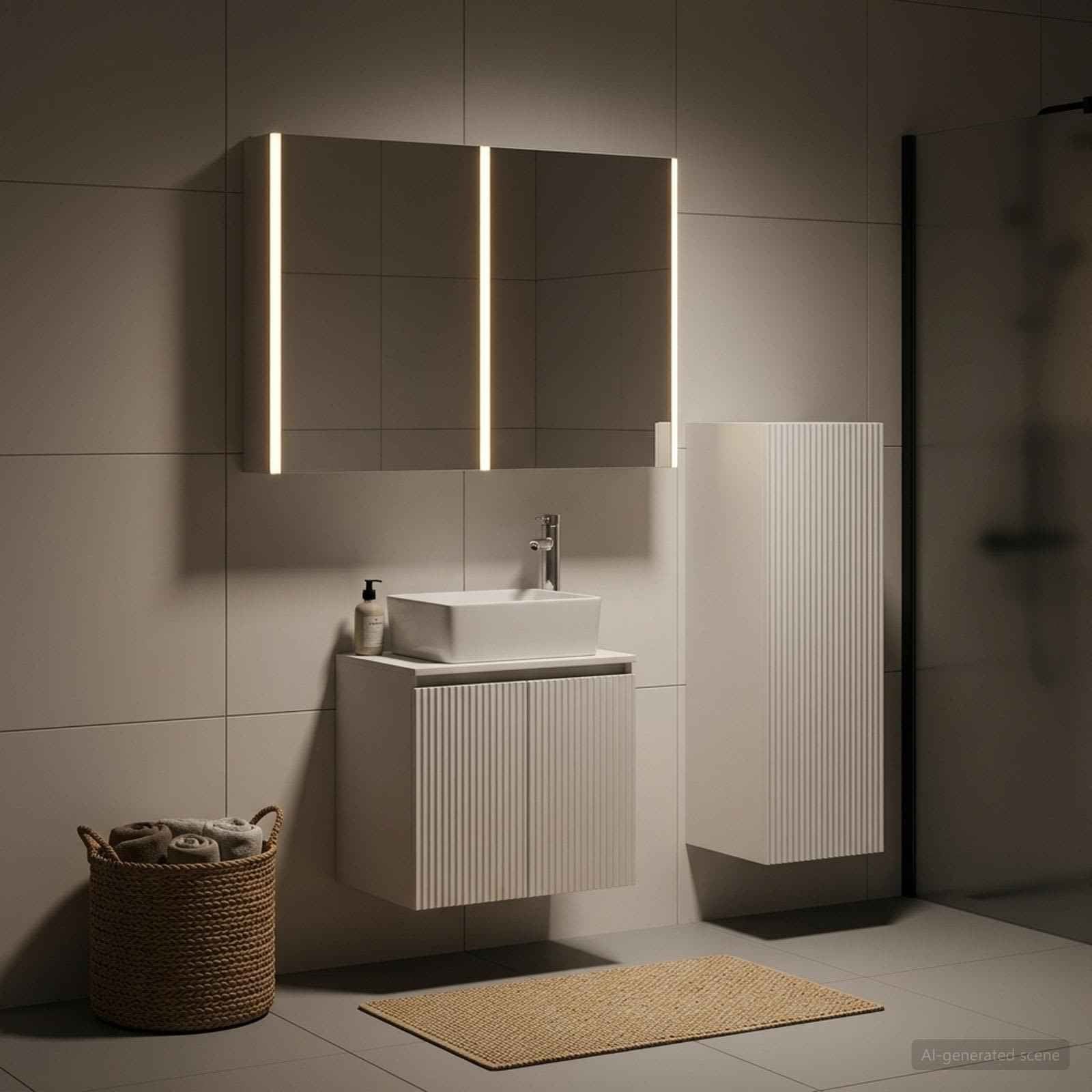 vidaXL Badkamermeubelset 4 pcs Wit Bewerkt hout en glas