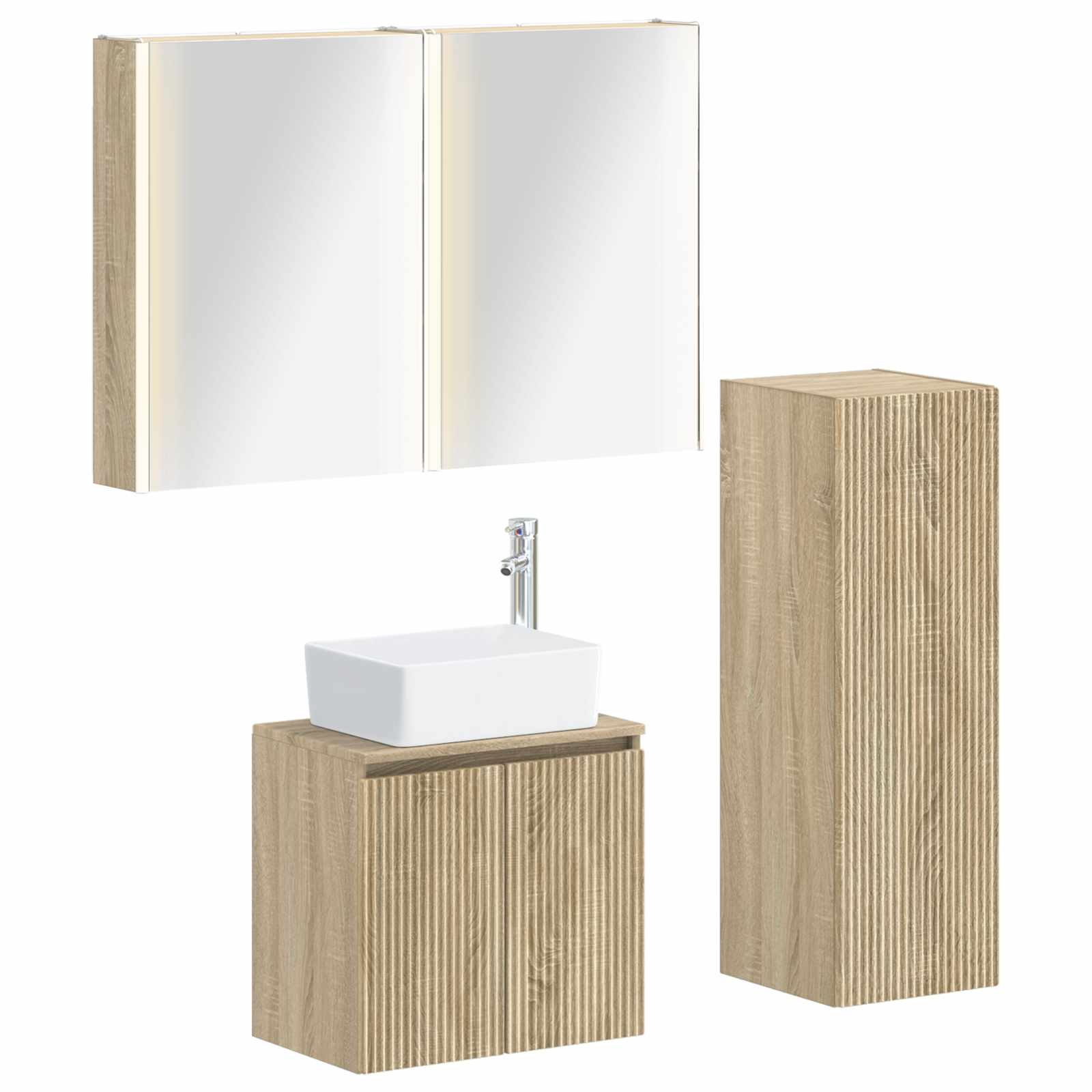 vidaXL Badkamermeubelset 4 pcs Wit Bewerkt hout en glas