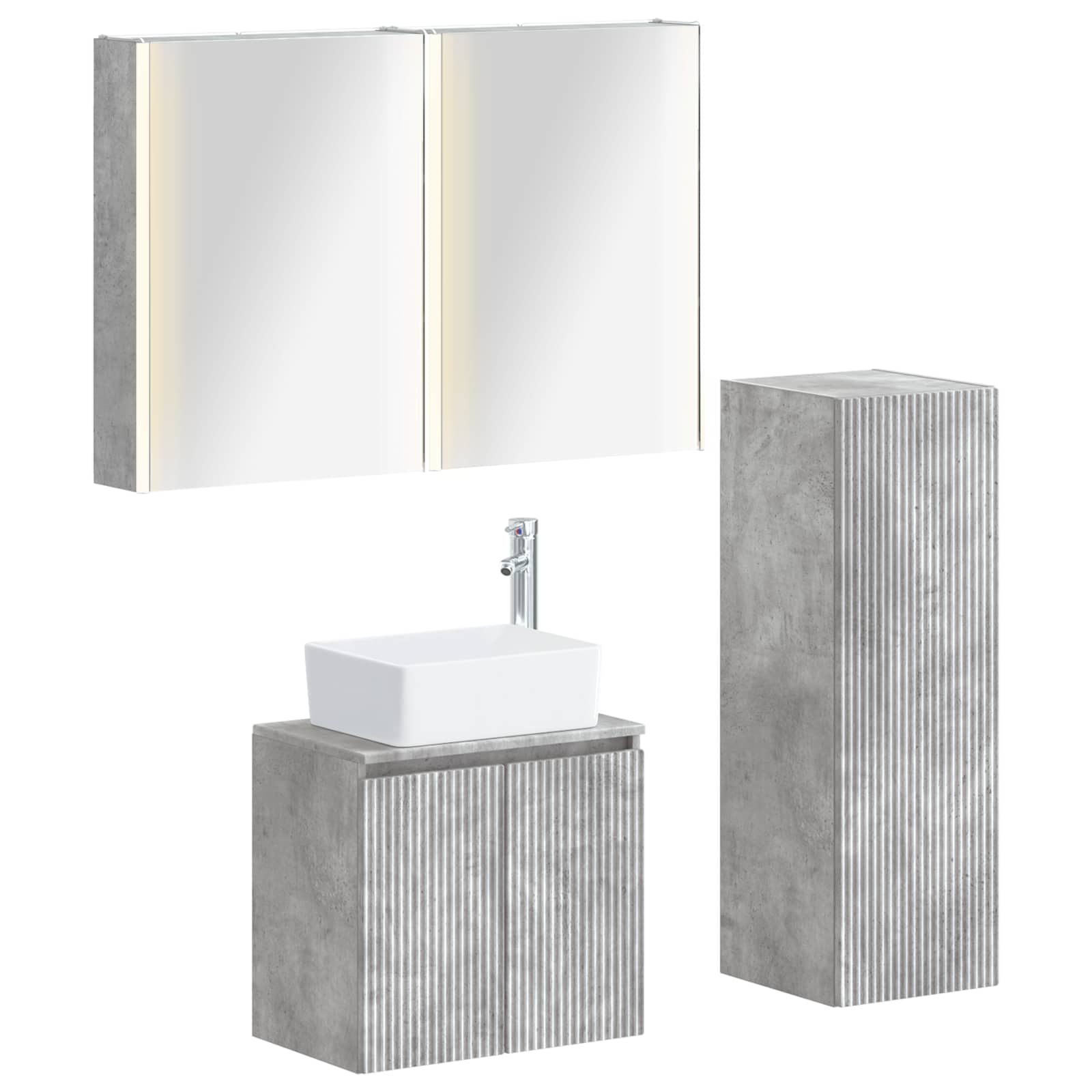vidaXL Badkamermeubelset 4 pcs Wit Bewerkt hout en glas