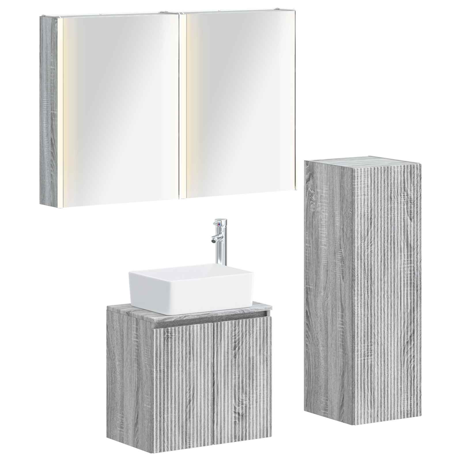 vidaXL Badkamermeubelset 4 pcs Wit Bewerkt hout en glas