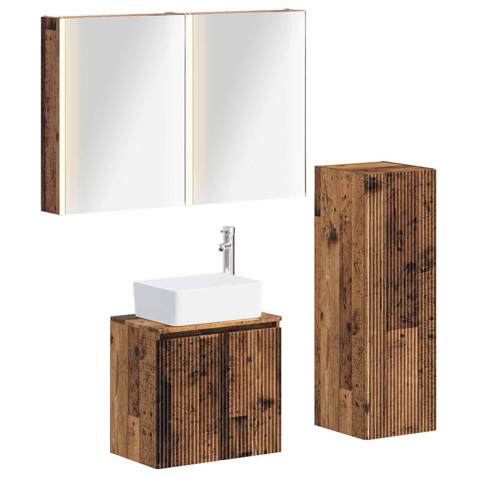 vidaXL Badkamermeubelset 4 pcs Wit Bewerkt hout en glas