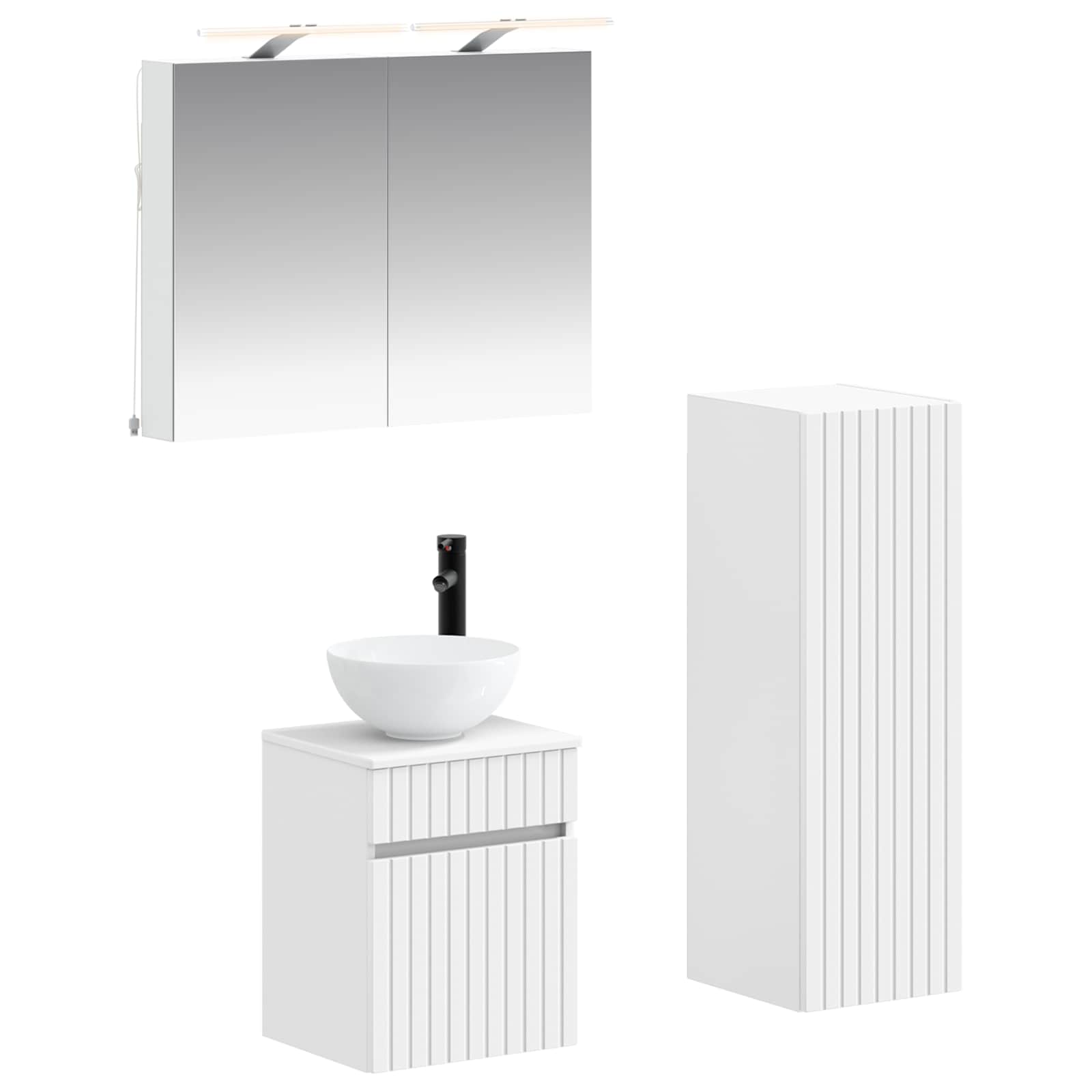 vidaXL Badkamermeubelset 4 pcs Wit Bewerkt hout en glas