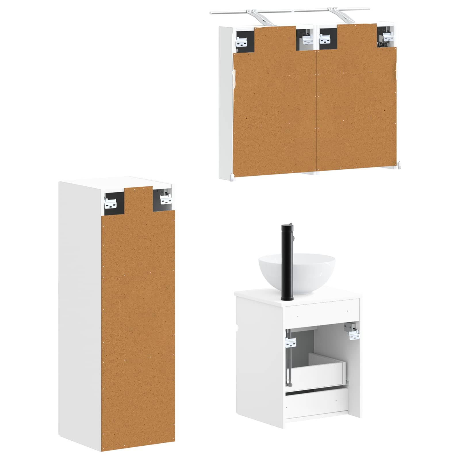 vidaXL Badkamermeubelset 4 pcs Wit Bewerkt hout en glas