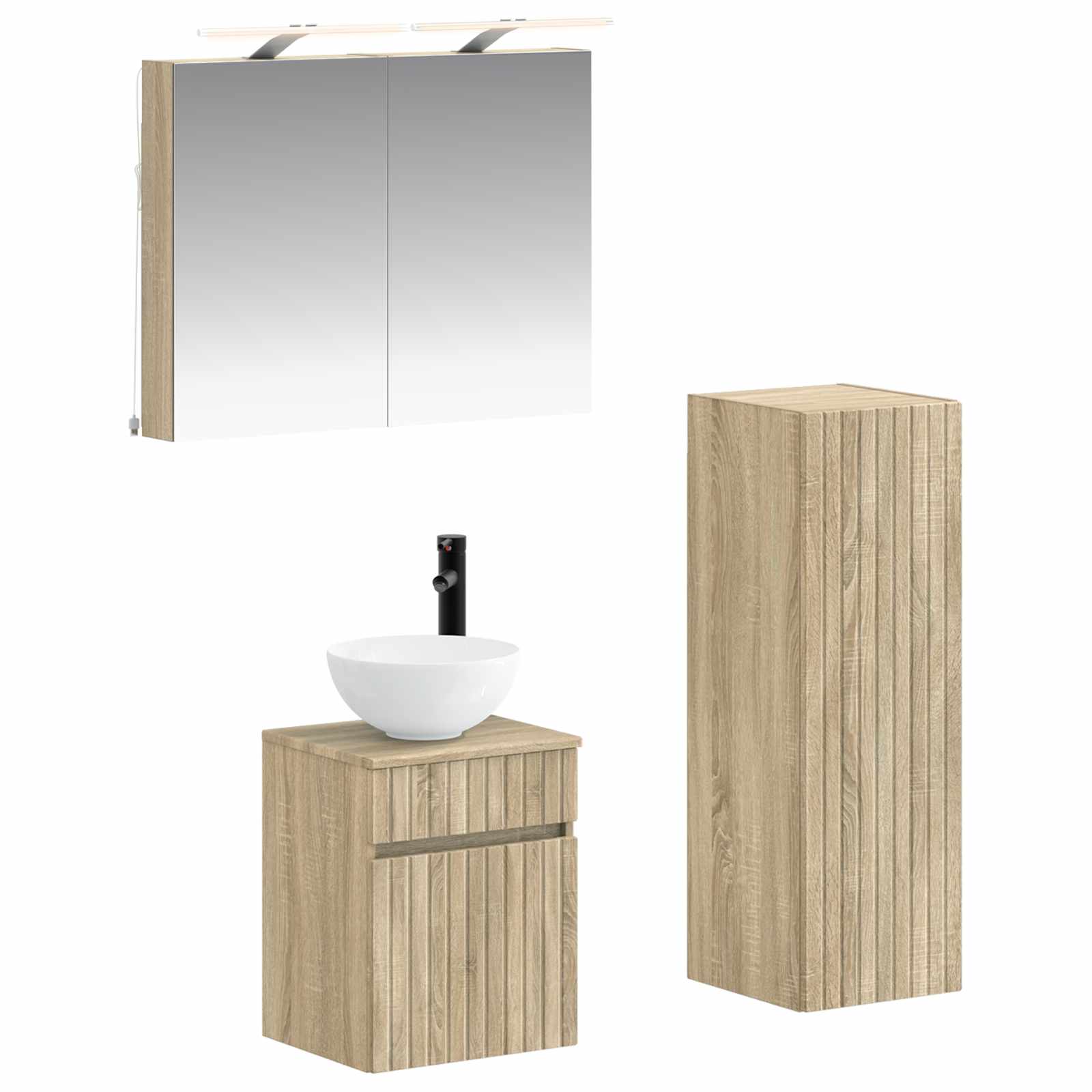 vidaXL Badkamermeubelset 4 pcs Wit Bewerkt hout en glas
