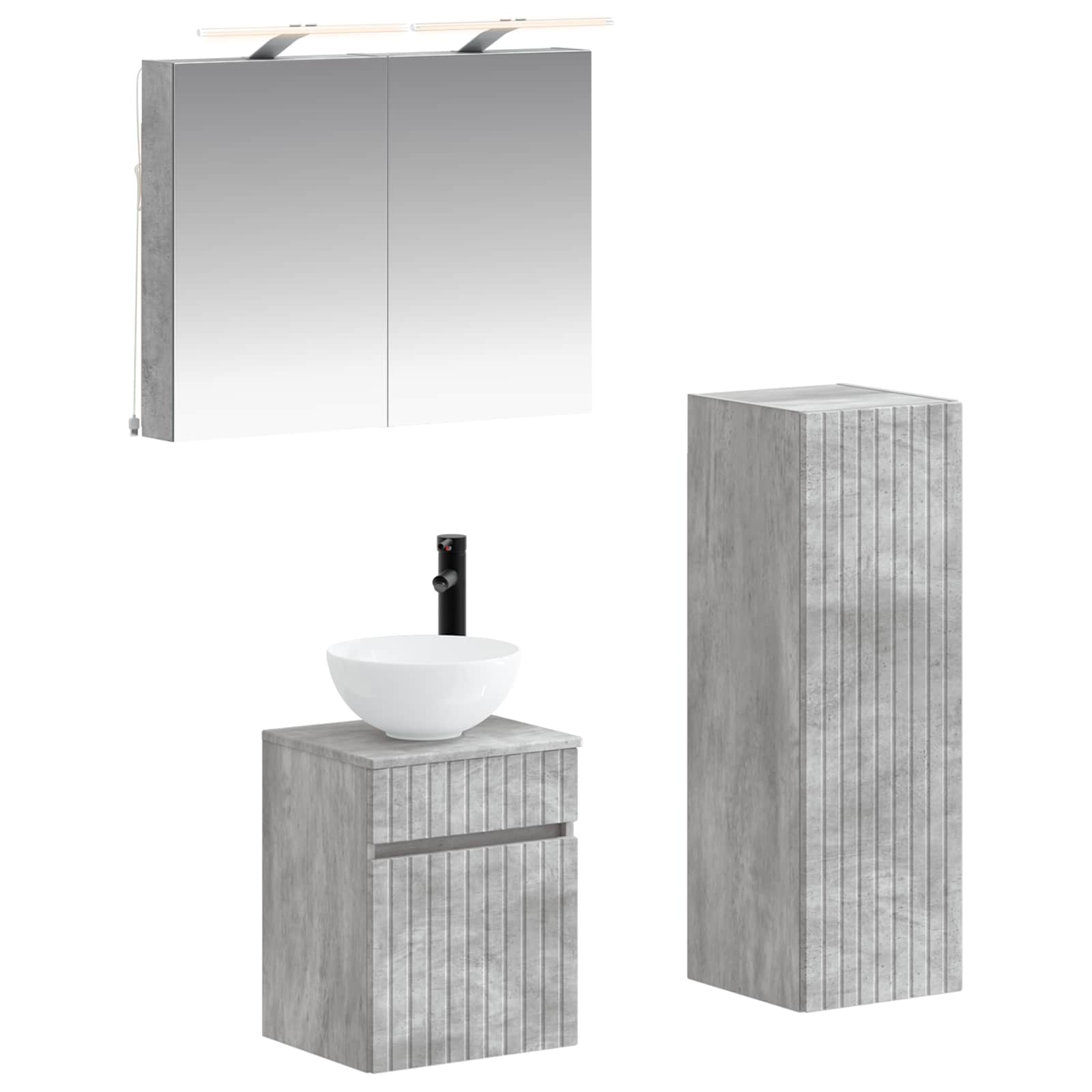 vidaXL Badkamermeubelset 4 pcs Wit Bewerkt hout en glas