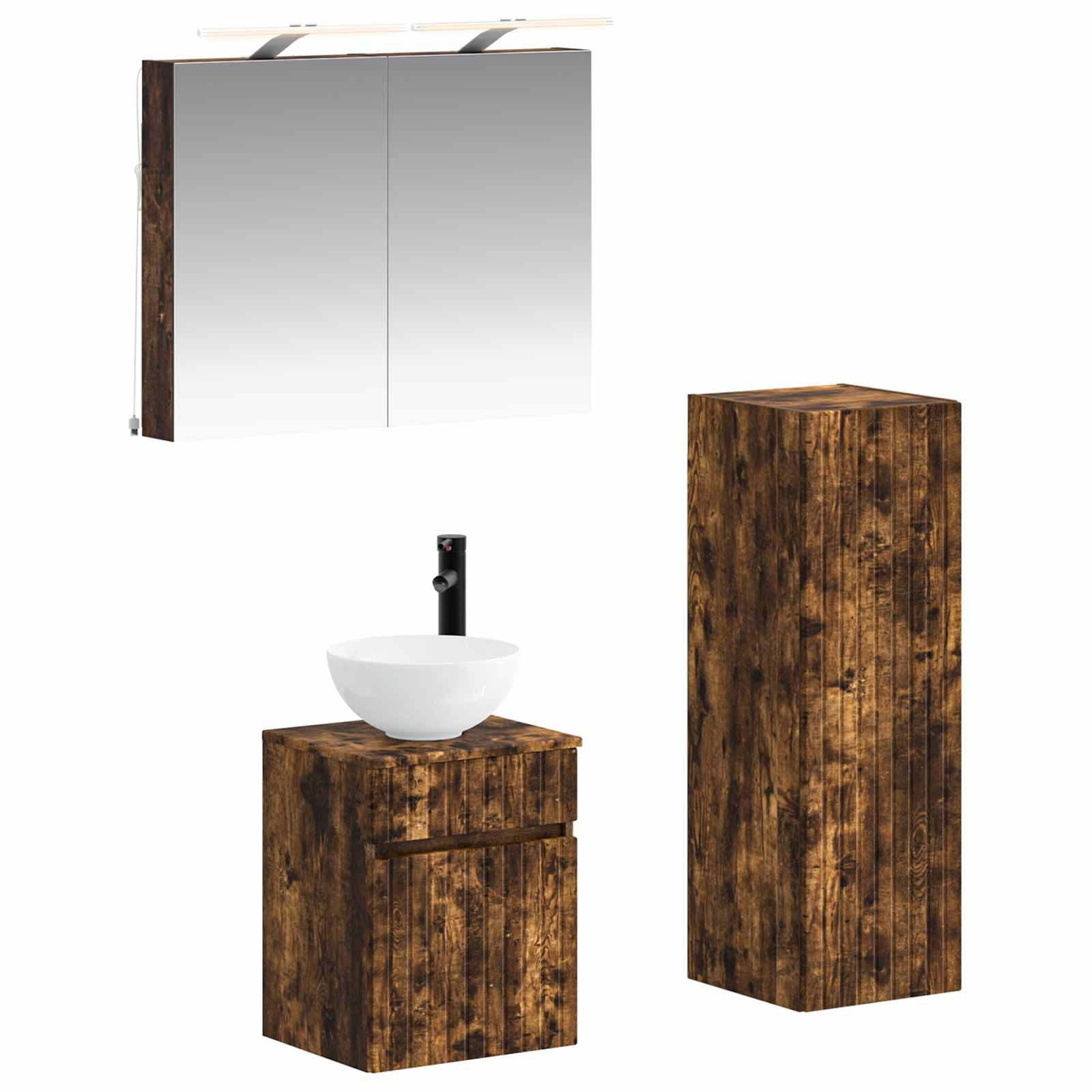 vidaXL Badkamermeubelset 4 pcs Wit Bewerkt hout en glas