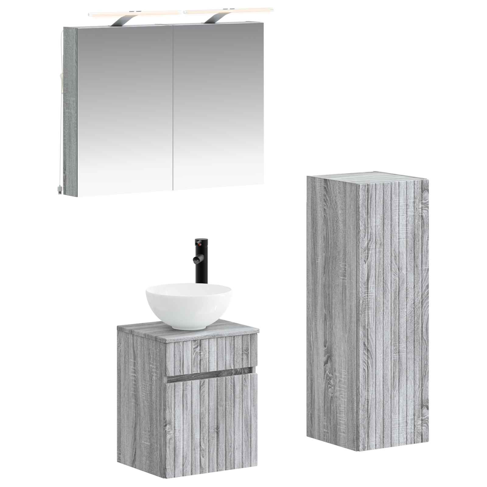 vidaXL Badkamermeubelset 4 pcs Wit Bewerkt hout en glas