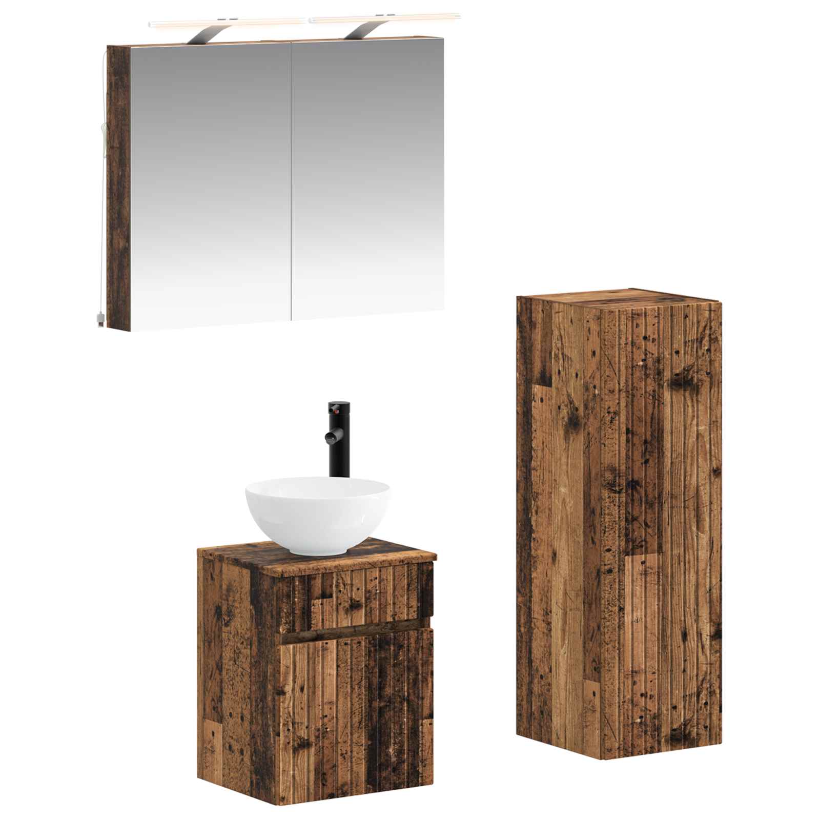 vidaXL Badkamermeubelset 4 pcs Wit Bewerkt hout en glas