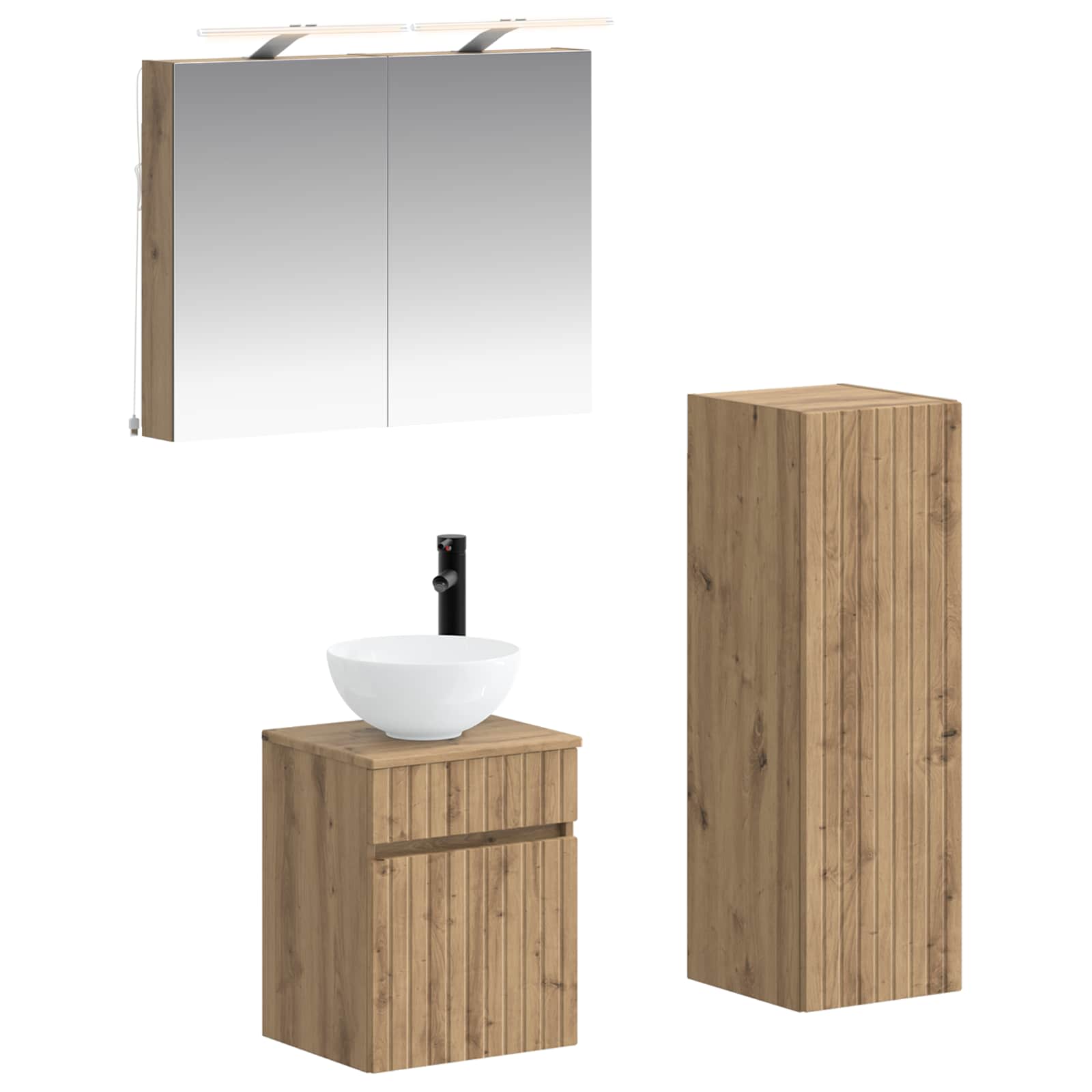 vidaXL Badkamermeubelset 4 pcs Wit Bewerkt hout en glas