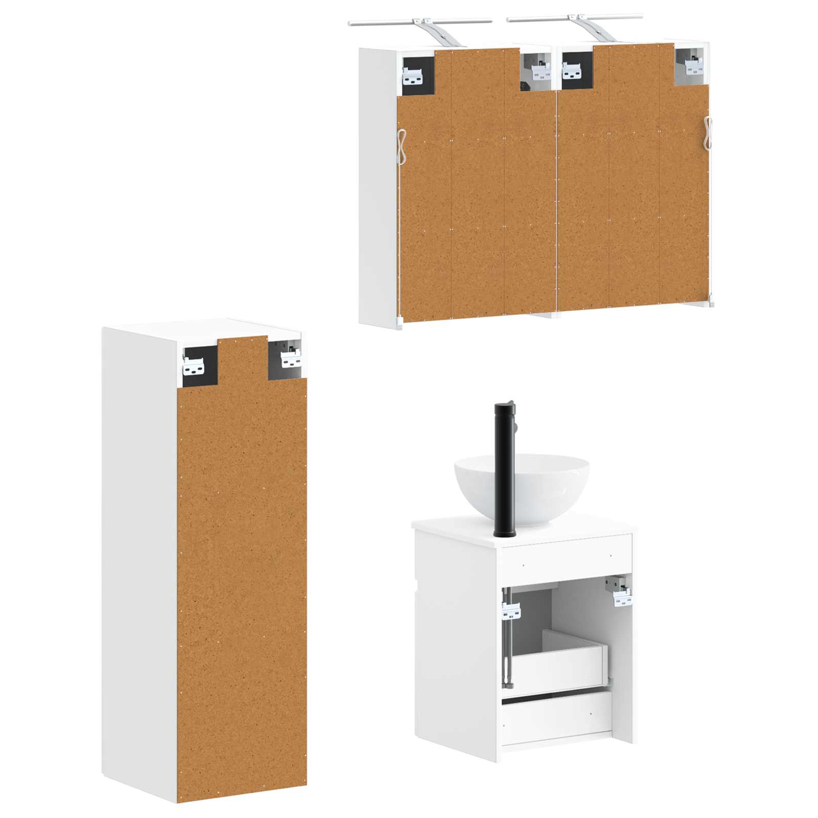 vidaXL Badkamermeubelset 4 pcs Wit Bewerkt hout en glas