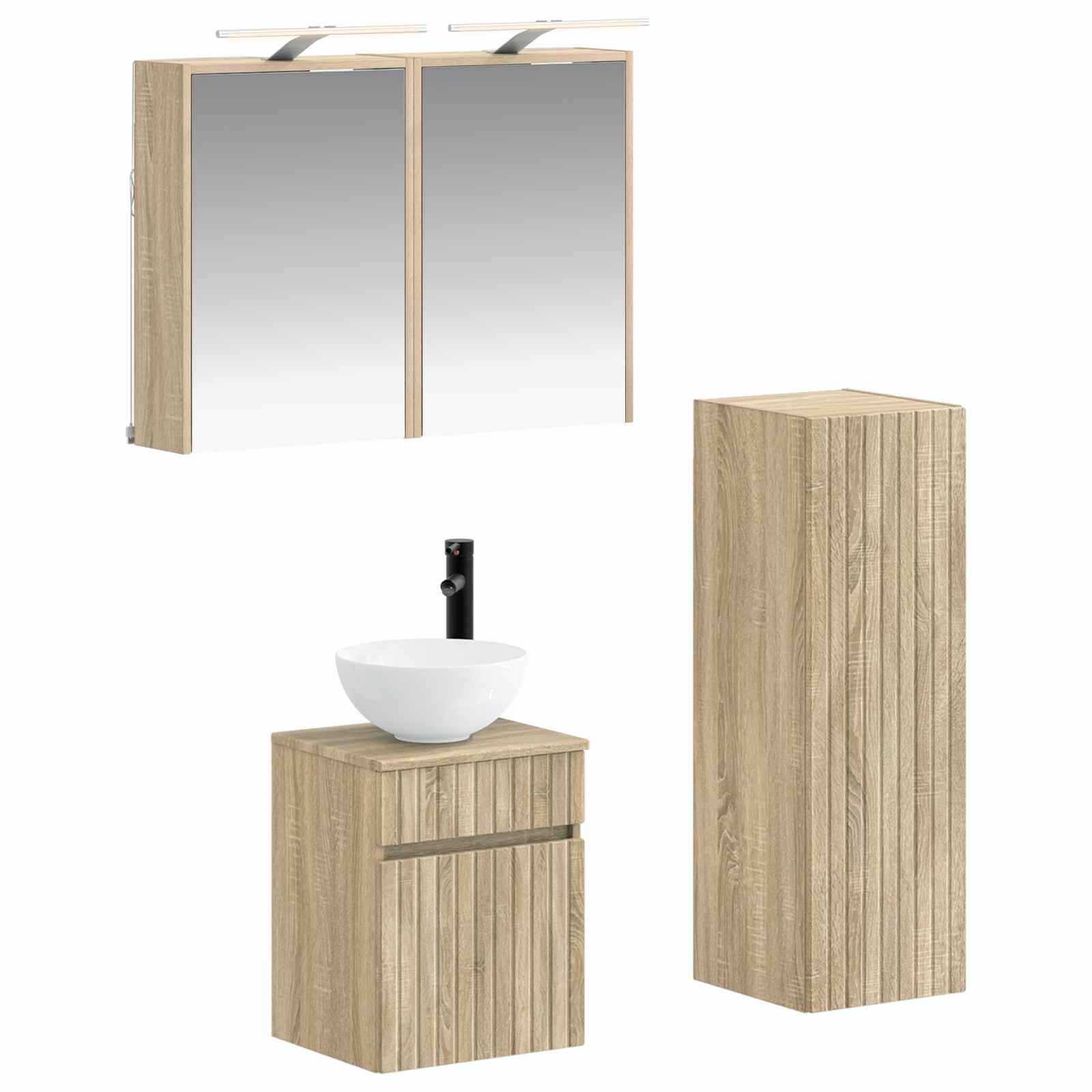 vidaXL Badkamermeubelset 4 pcs Wit Bewerkt hout en glas