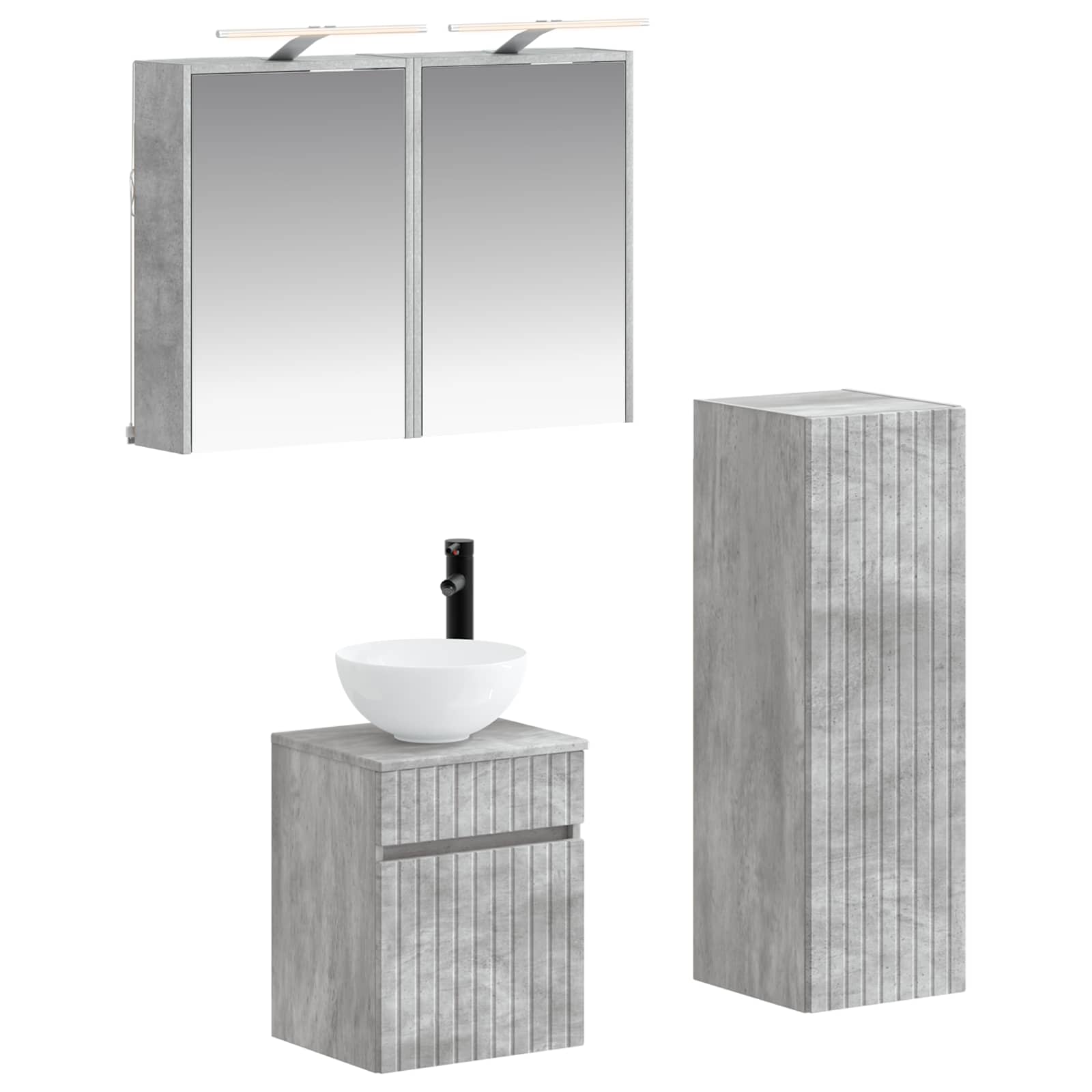 vidaXL Badkamermeubelset 4 pcs Wit Bewerkt hout en glas