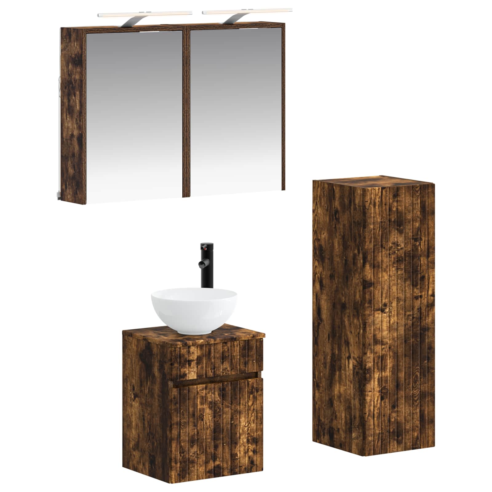 vidaXL Badkamermeubelset 4 pcs Wit Bewerkt hout en glas