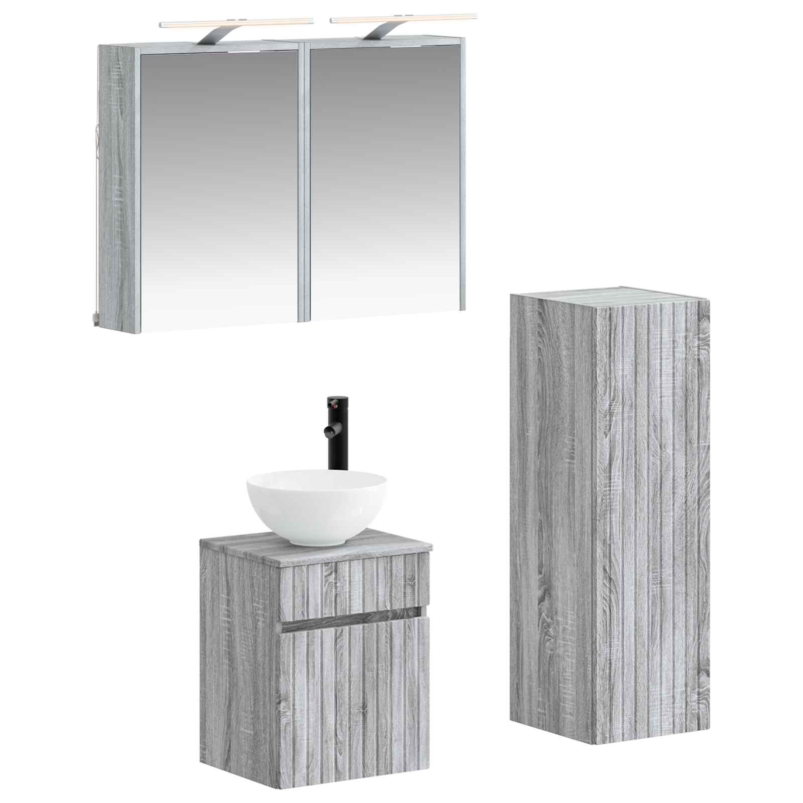 vidaXL Badkamermeubelset 4 pcs Wit Bewerkt hout en glas