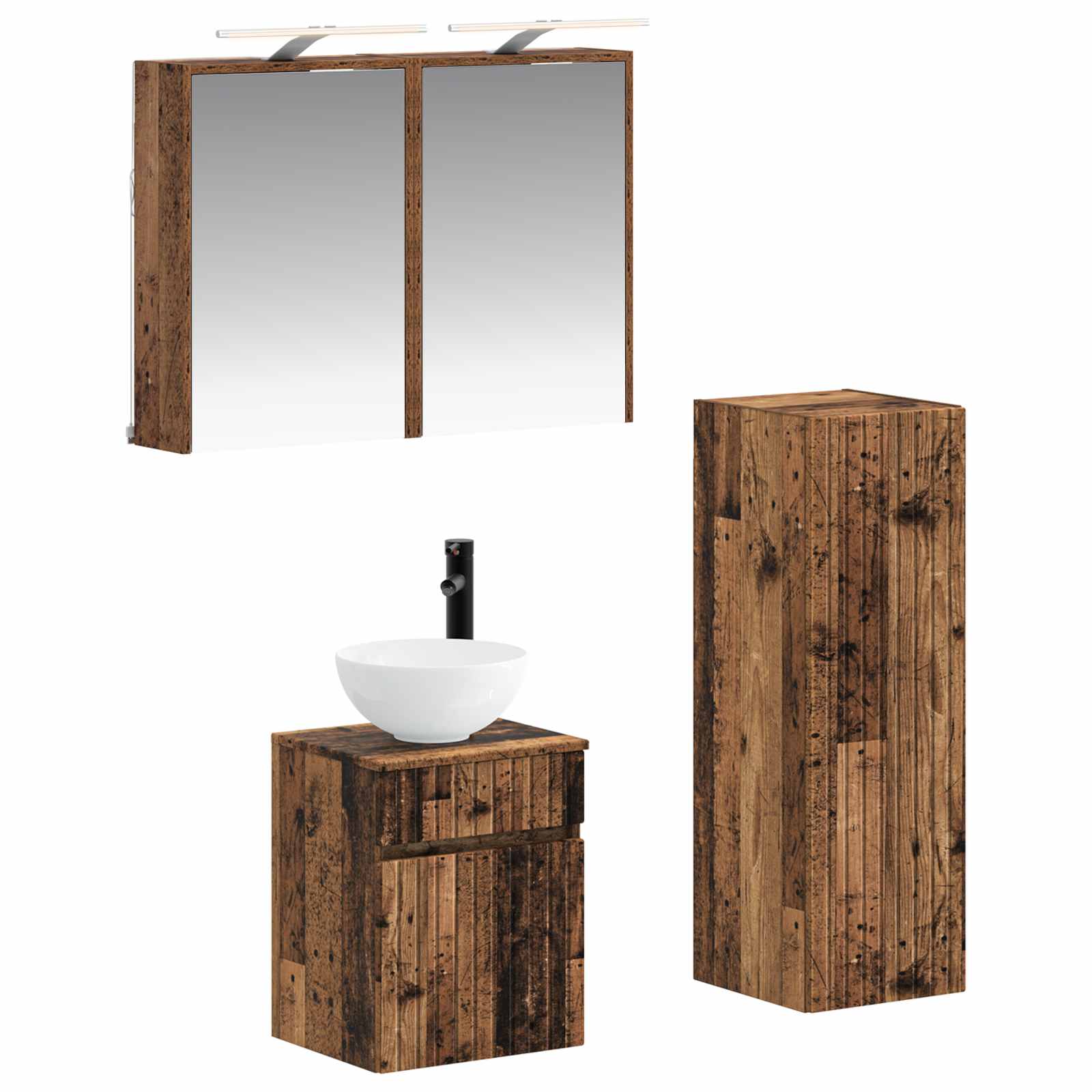 vidaXL Badkamermeubelset 4 pcs Wit Bewerkt hout en glas
