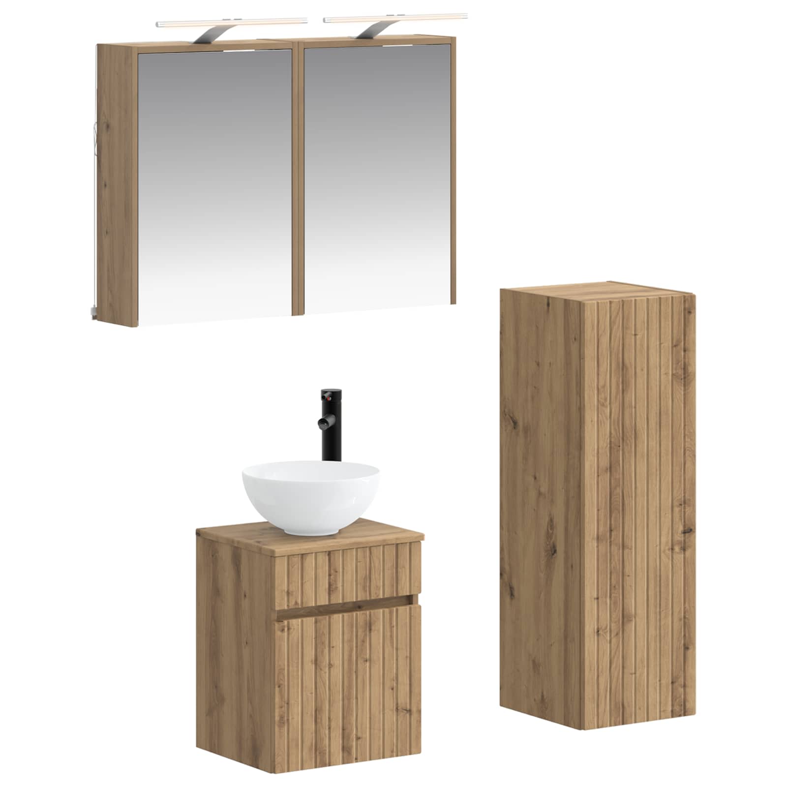 vidaXL Badkamermeubelset 4 pcs Wit Bewerkt hout en glas