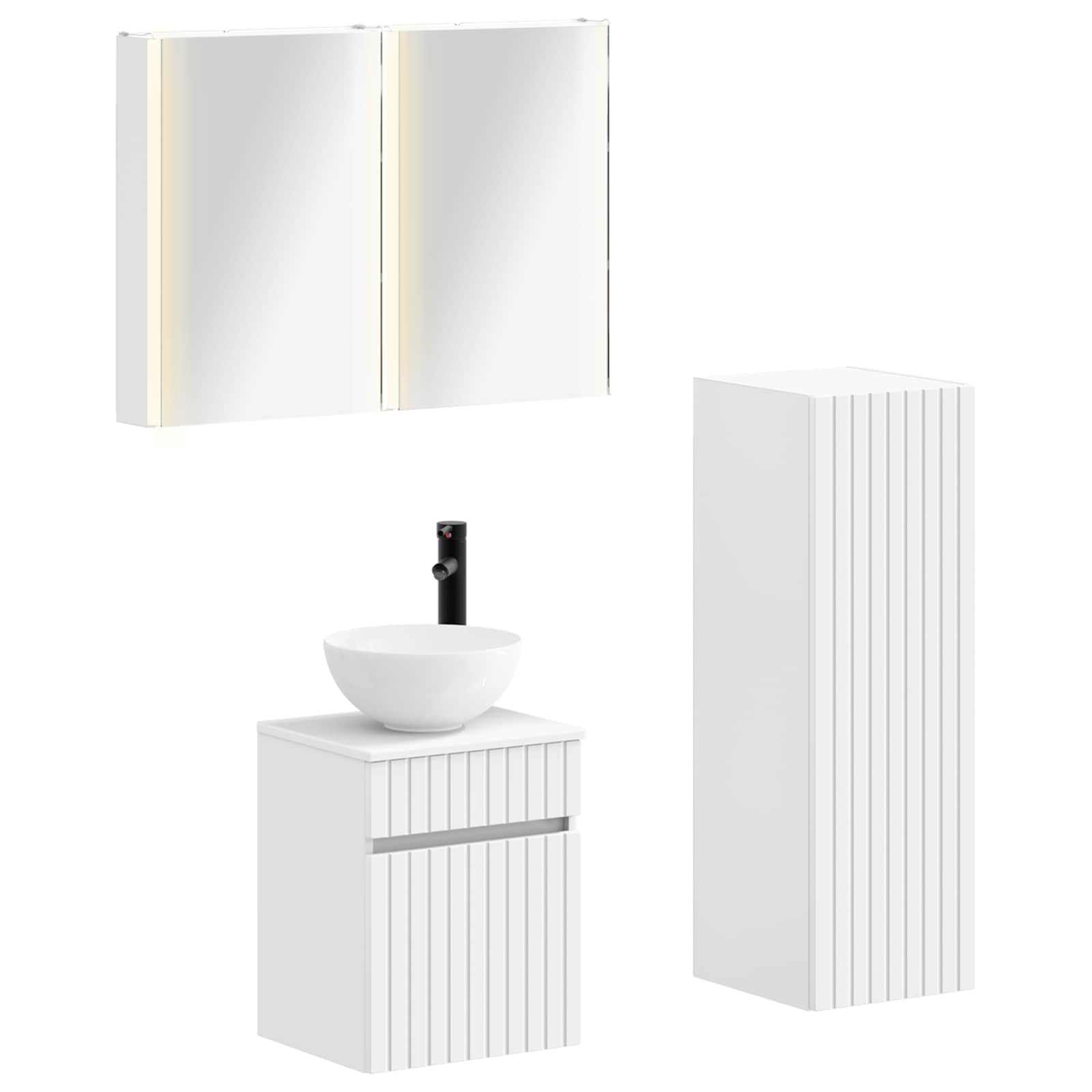 vidaXL Badkamermeubelset 4 pcs Wit Bewerkt hout en glas