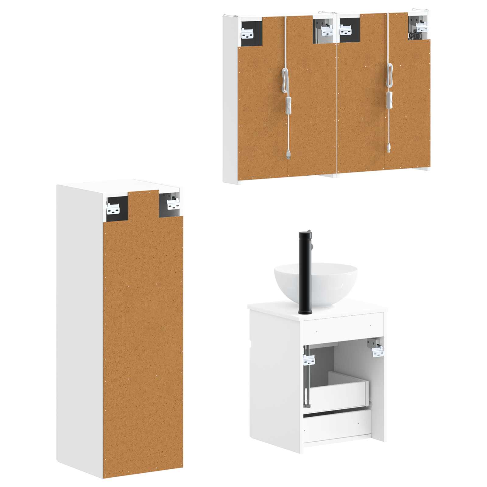 vidaXL Badkamermeubelset 4 pcs Wit Bewerkt hout en glas