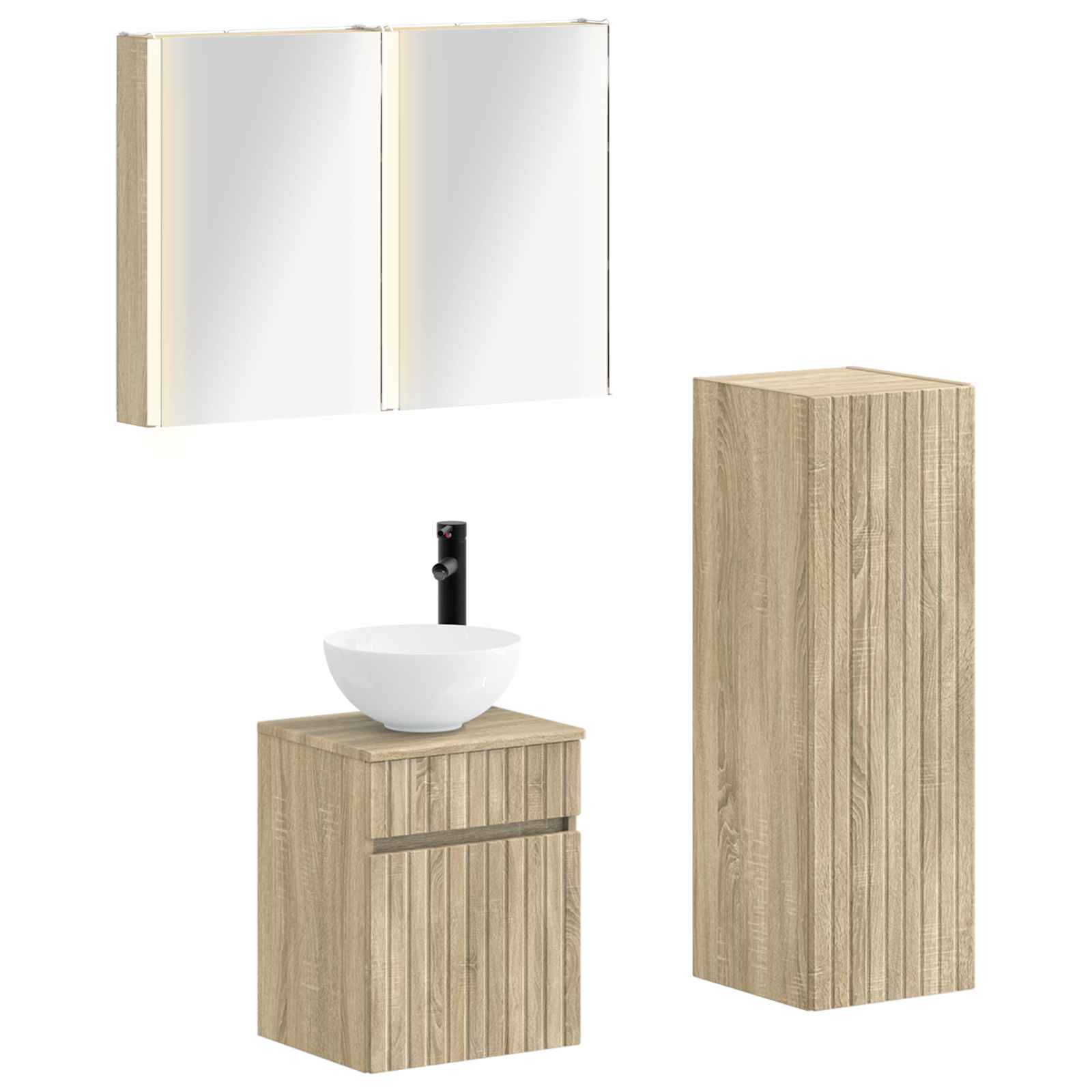 vidaXL Badkamermeubelset 4 pcs Wit Bewerkt hout en glas