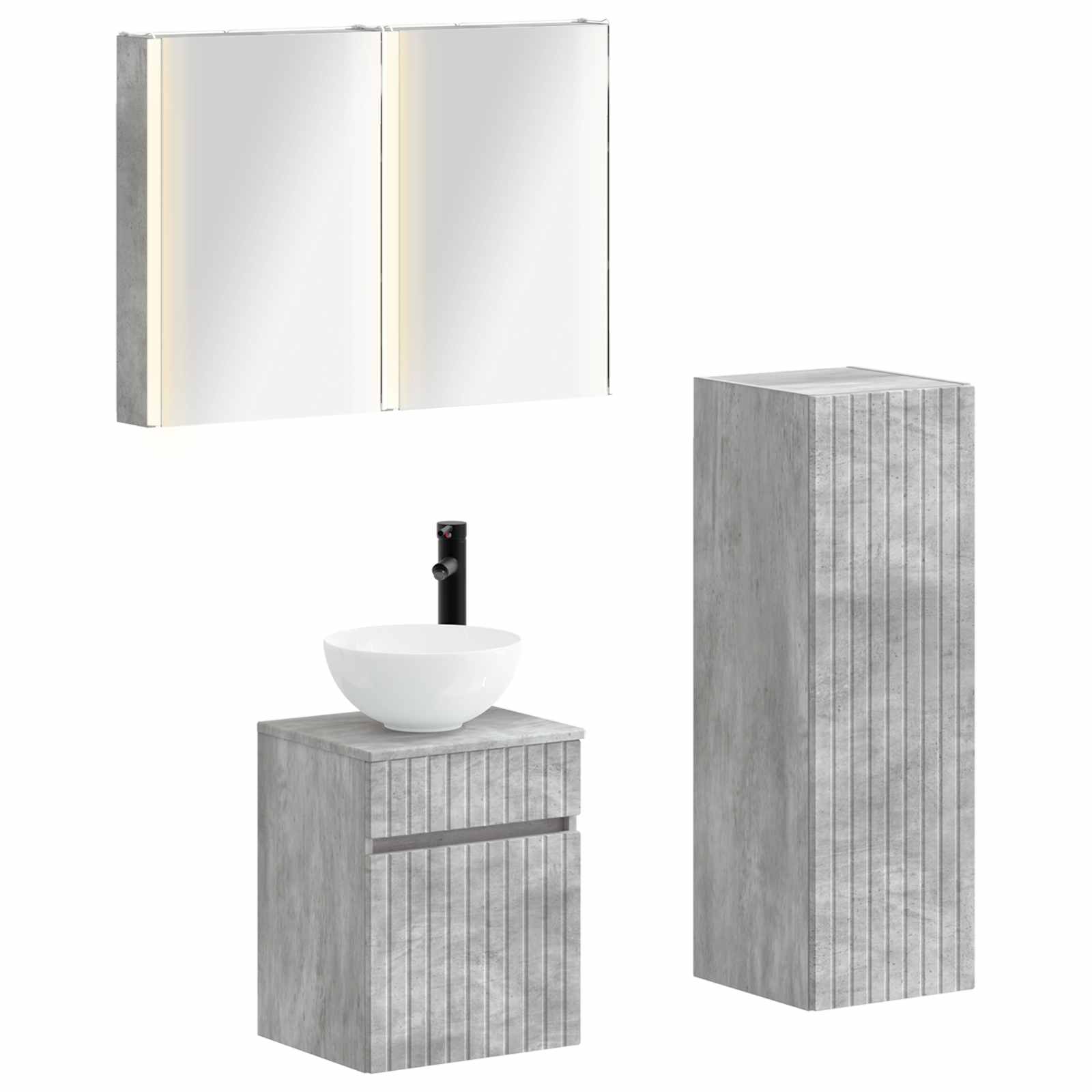 vidaXL Badkamermeubelset 4 pcs Wit Bewerkt hout en glas