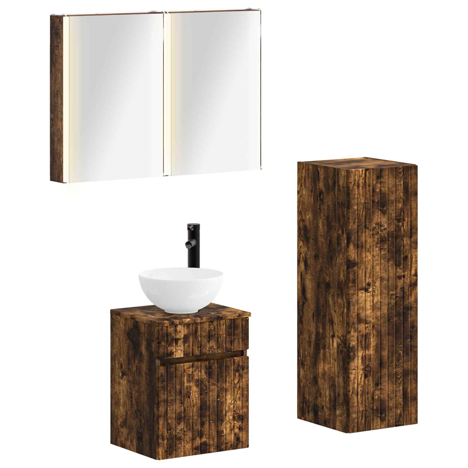 vidaXL Badkamermeubelset 4 pcs Wit Bewerkt hout en glas