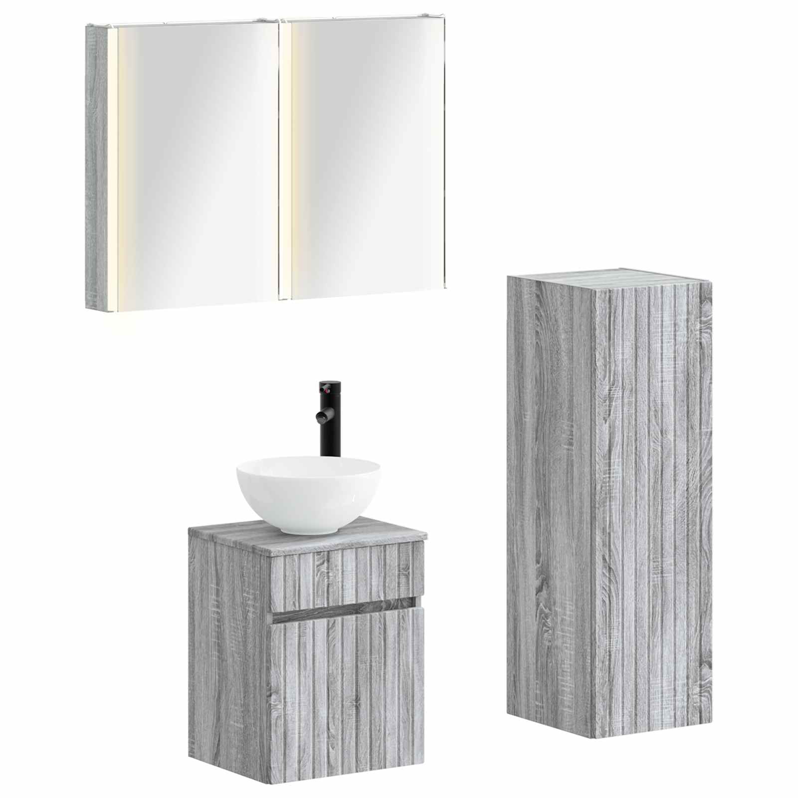 vidaXL Badkamermeubelset 4 pcs Wit Bewerkt hout en glas