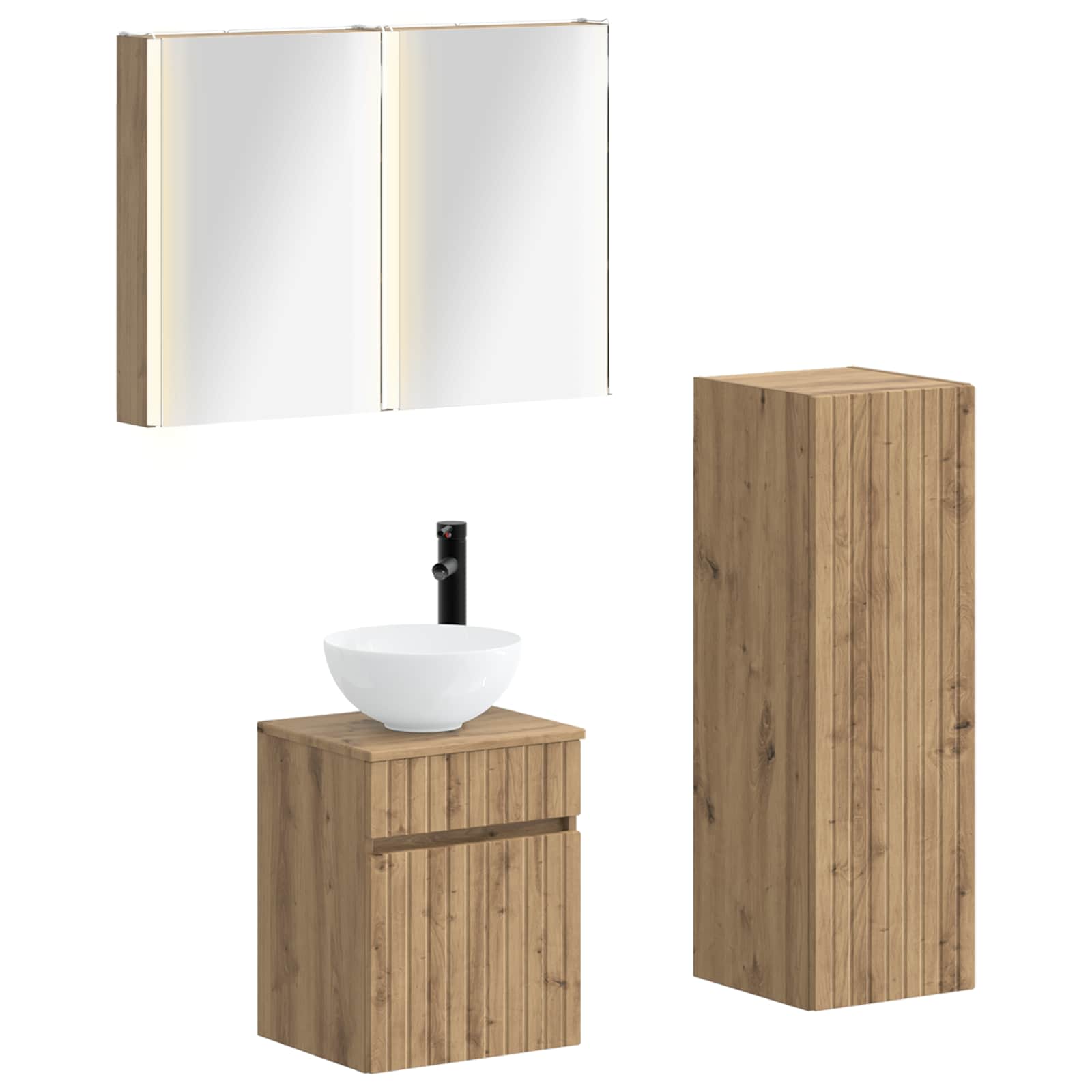 vidaXL Badkamermeubelset 4 pcs Wit Bewerkt hout en glas