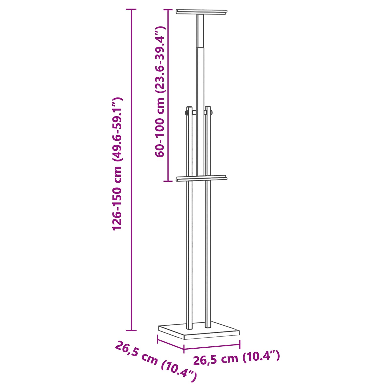 vidaXL Beurs Displays 2 pcs Zwart 26.5 x 26.5 x 127 cm IJzer
