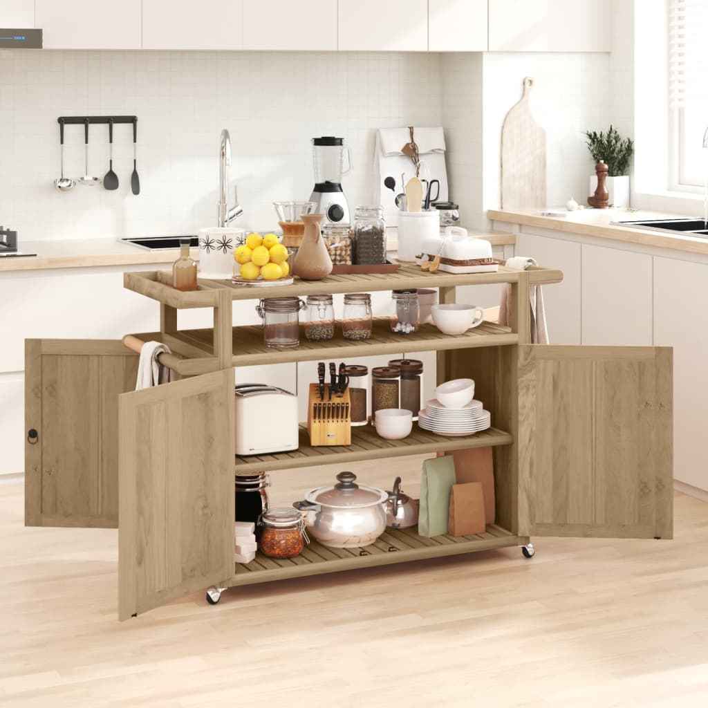 vidaXL Keukentrolley 70x50x90 cm massief teakhout