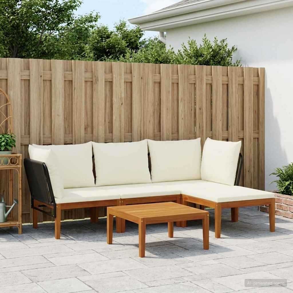vidaXL 6 pcs Massief acaciahout & touw Naturel