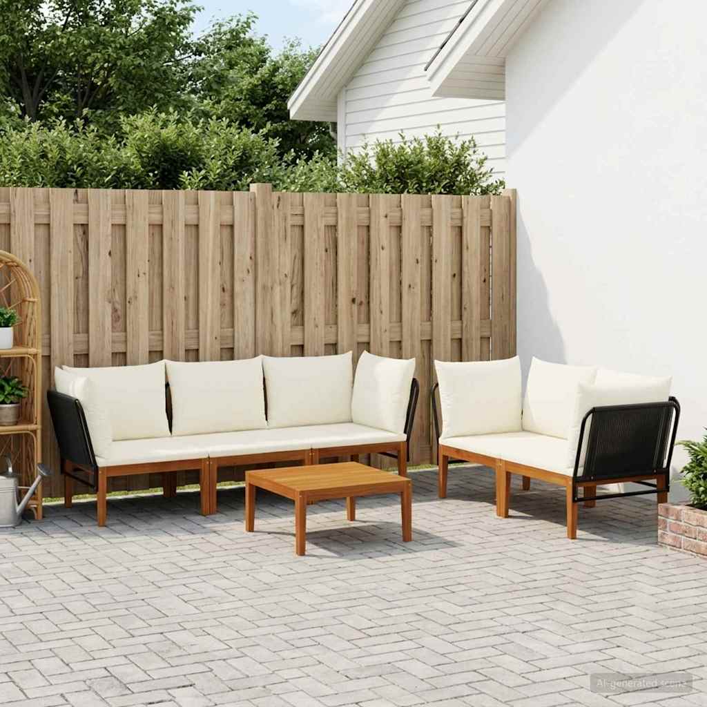 vidaXL 6 pcs Massief acaciahout & touw Naturel