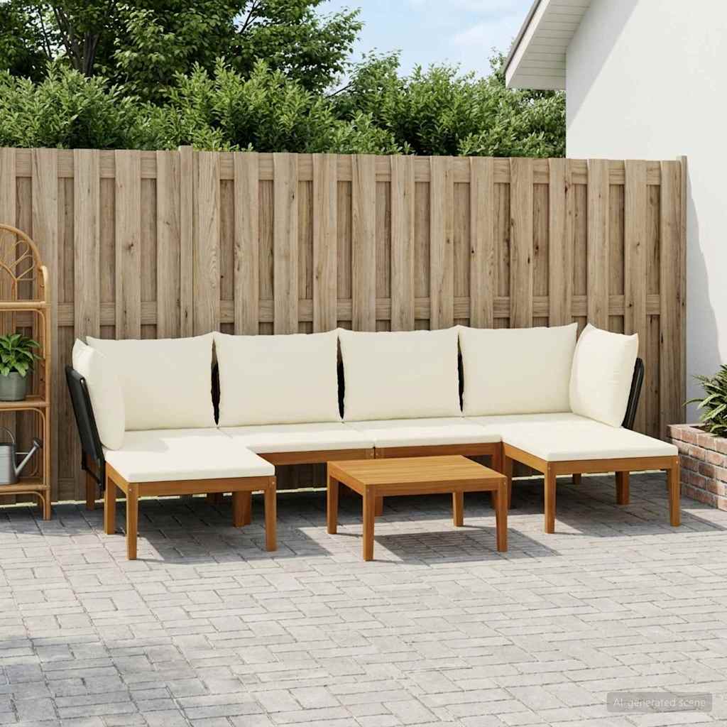vidaXL 6 pcs Massief acaciahout & touw Naturel