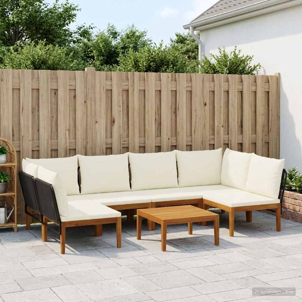 vidaXL 6 pcs Massief acaciahout & touw Naturel