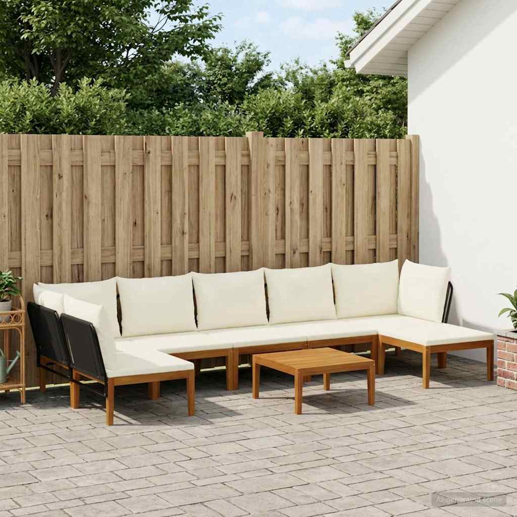 vidaXL 6 pcs Massief acaciahout & touw Naturel